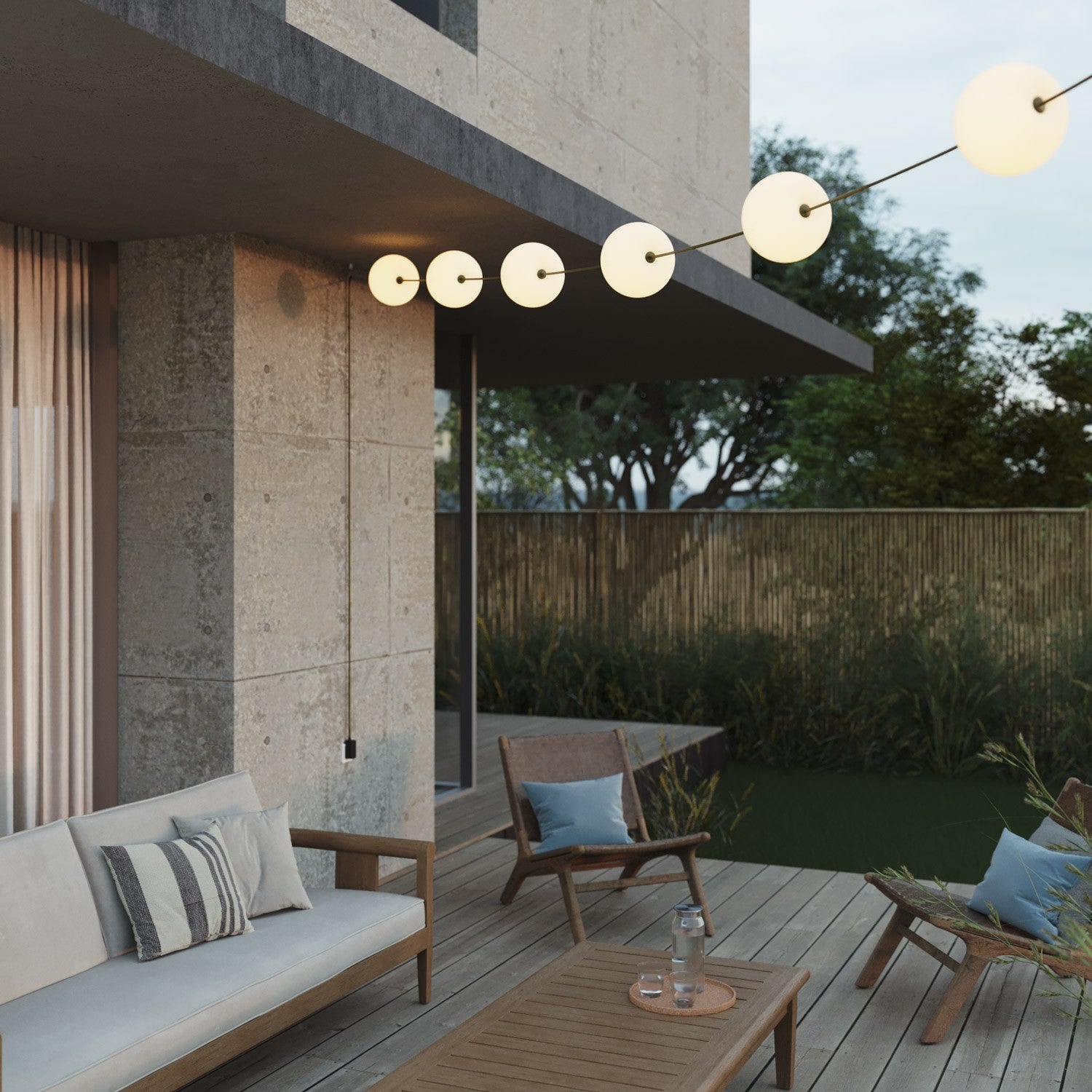 Catena luminosa 6 punti luce da esterno IP67 Verde Oliva con spina UK - Marina6 Cherry