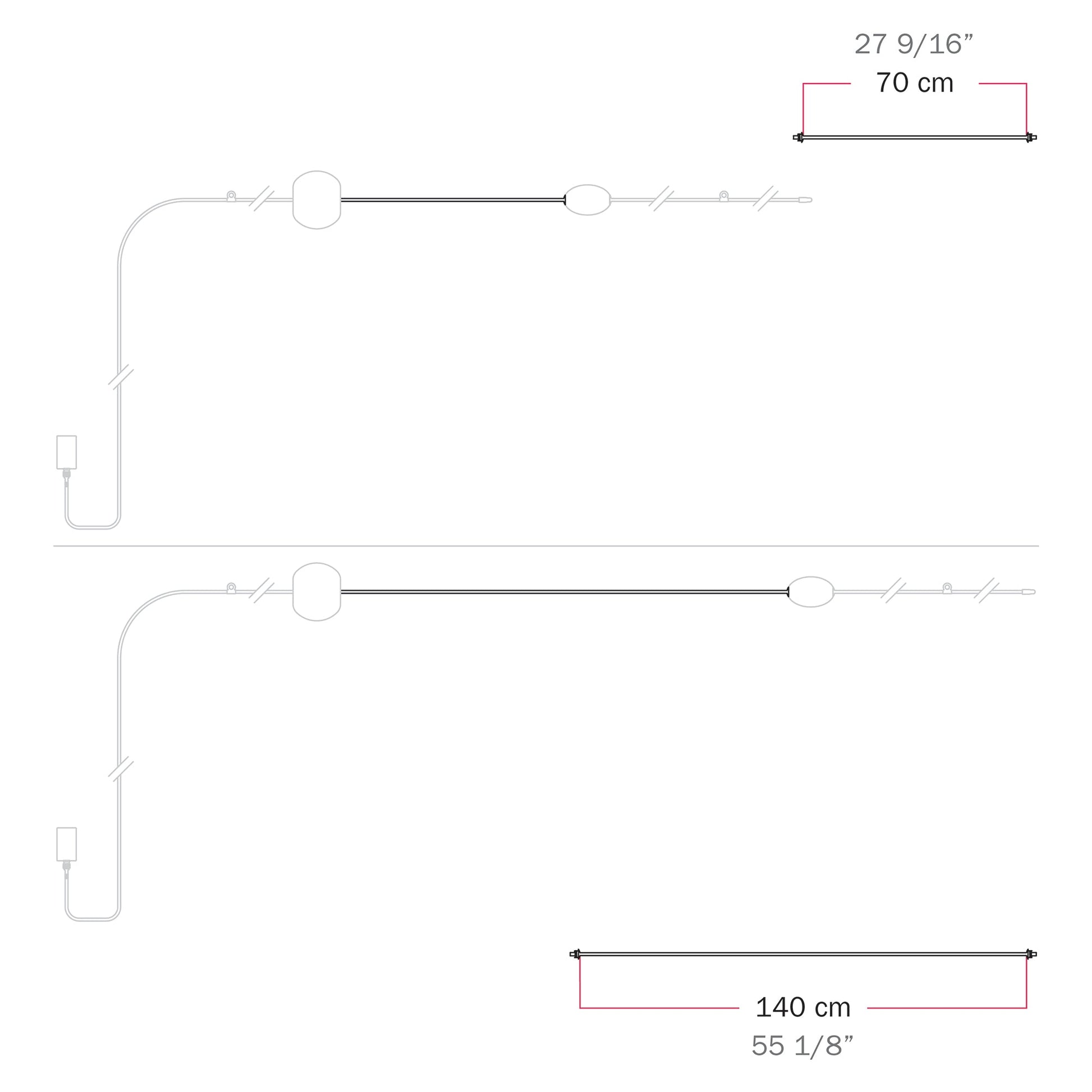 Cavo di connessione tra paralumi 70/140 cm (27 9/16" / 55 1/8") - Marina - Rosso stella marina 70 cm (27 9 16")