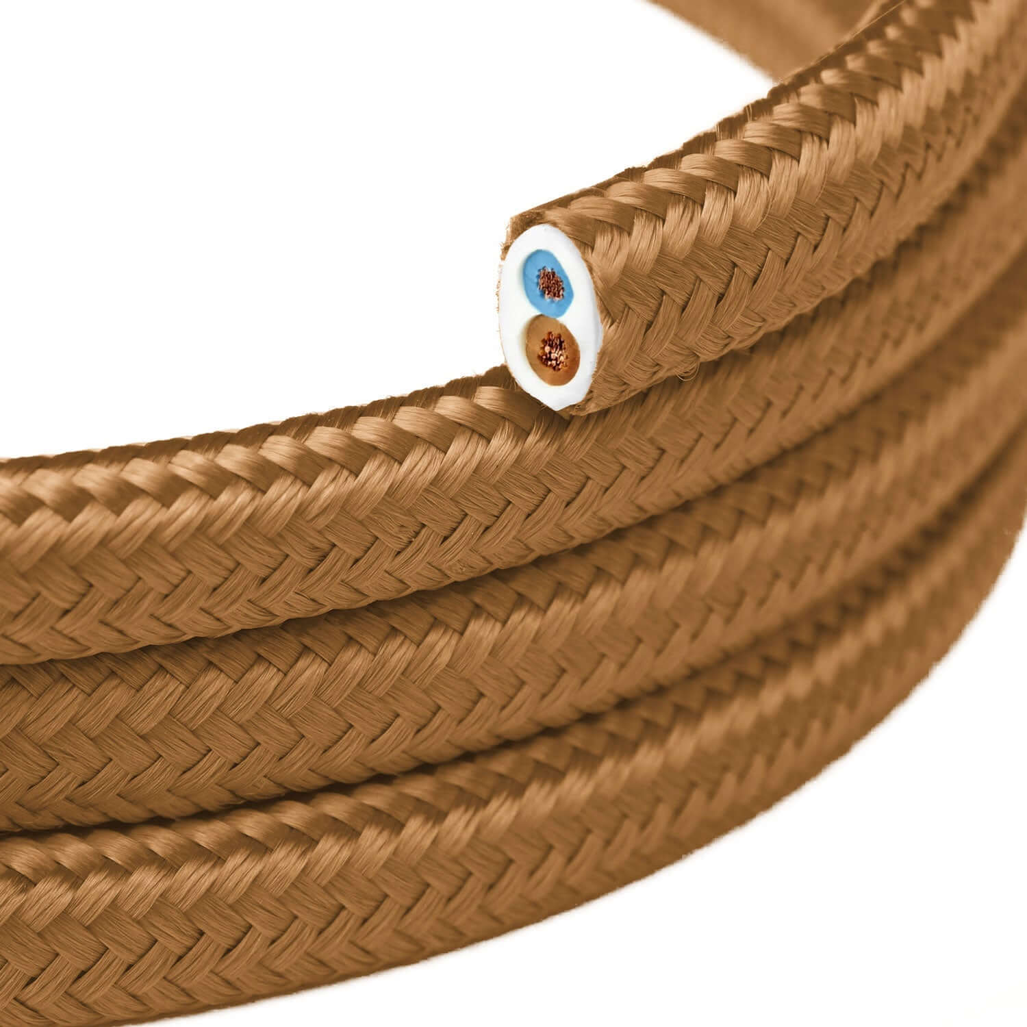 Cavo elettrico piatto ricoperto in tessuto color Whiskey - PM22