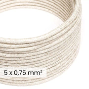 Cavo elettrico tessile DALI 5x0.75 mm² lino naturale bianco - Filo per illuminazione di design RN01