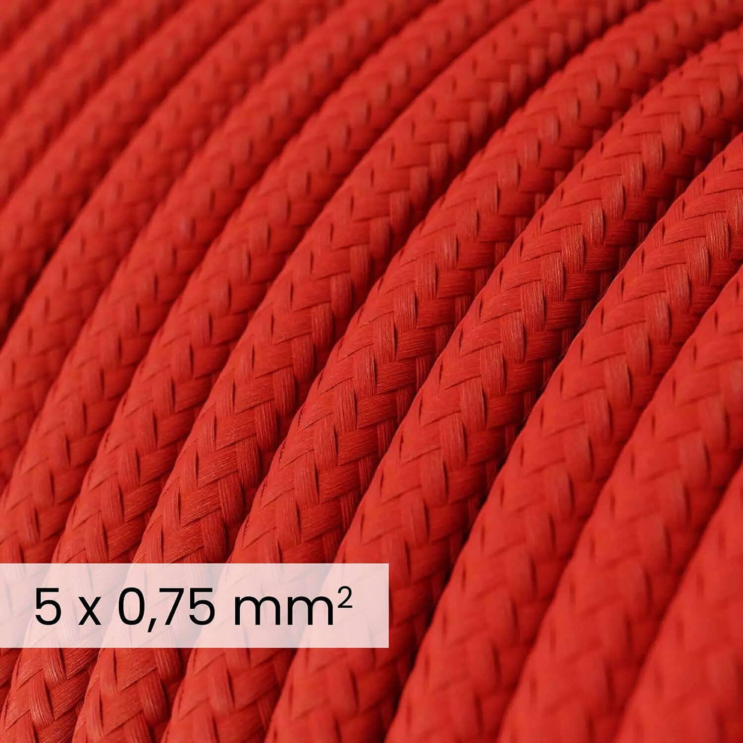 Cavo elettrico tessile DALI 5x0.75 mm² rosso fuoco - Cavo flessibile per illuminazione e domotica RM09