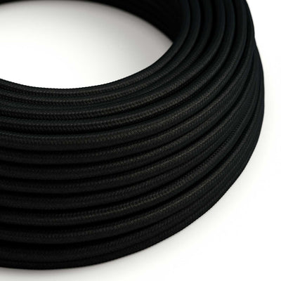 UV resistant round outdoor electric cable covered in Black SM04 fabric - compatible with Eiva Outdoor IP65