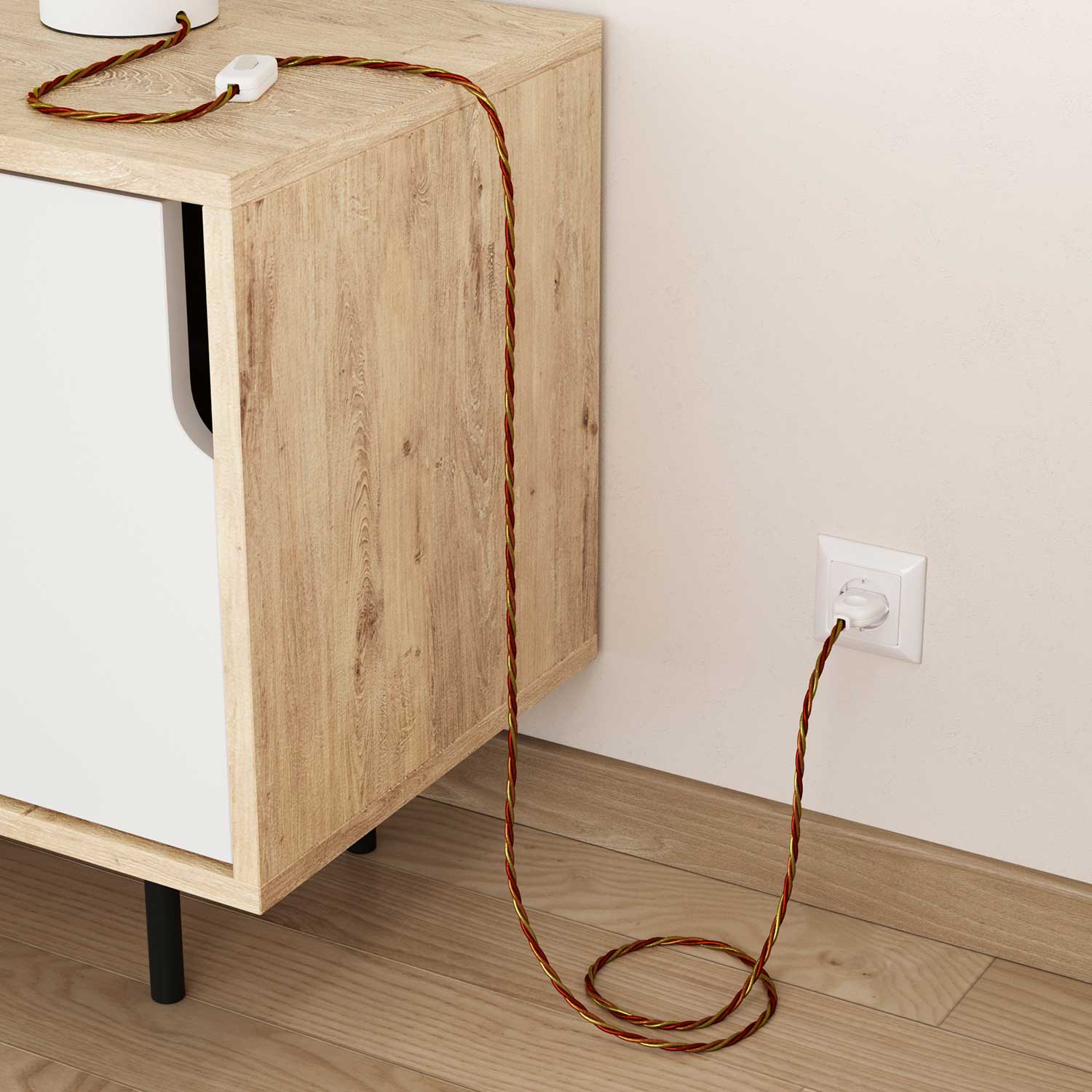 Cavo tessile per illuminazione Orange lucido - L'Originale Creative Cables, la scelta migliore per lampade moderne - TG04