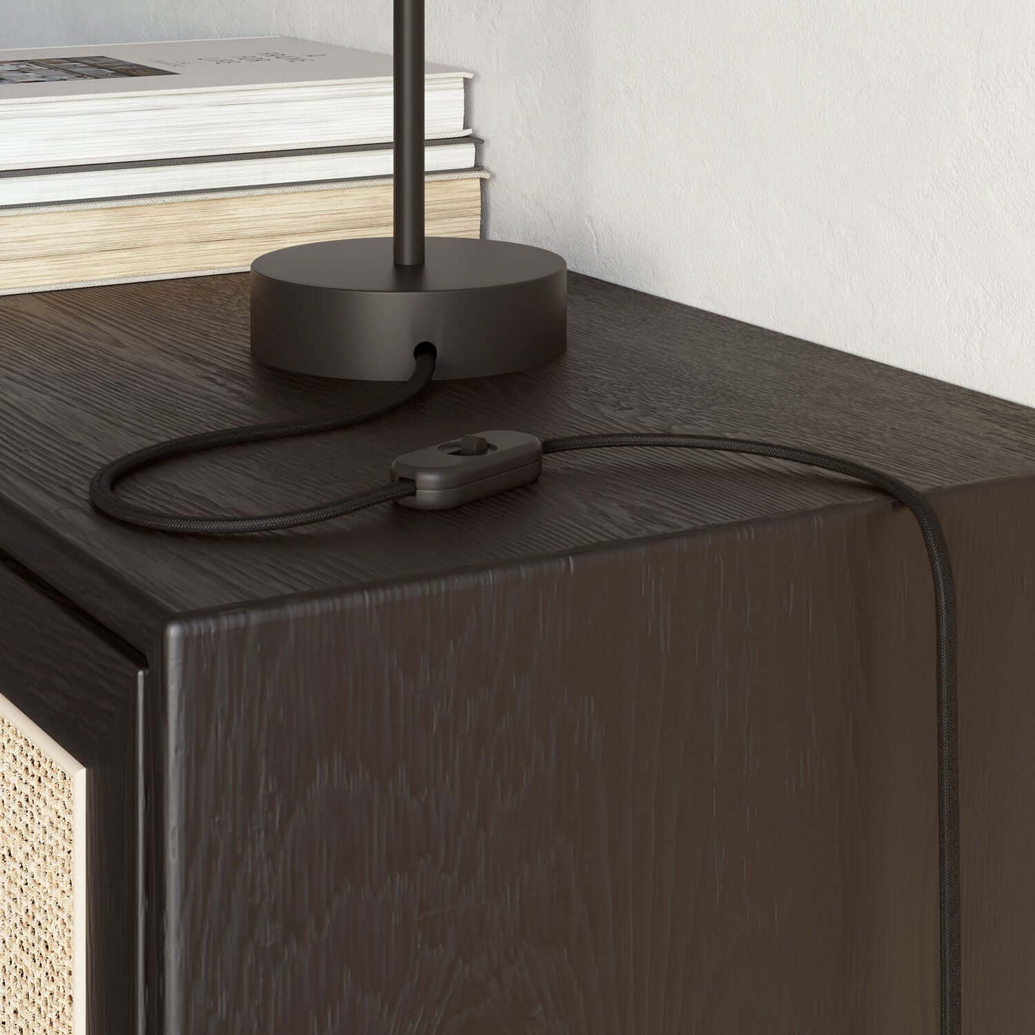 Cavo tessile piatto Nero Carbone lucido - PM04