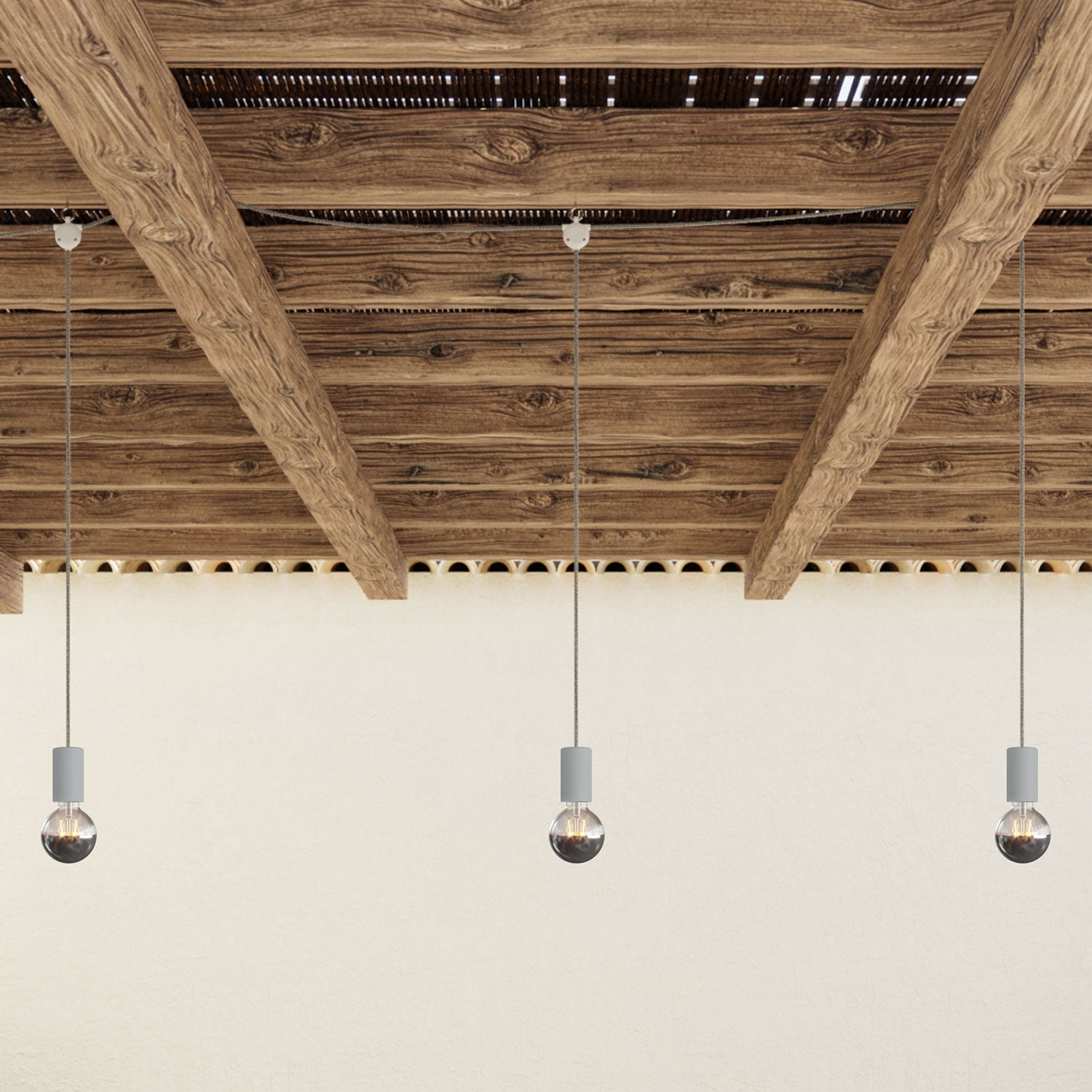 E-Snake Modulair Lampada da esterno IP65 portatile a 3 luci con spina UK - Grigio ghiaccio