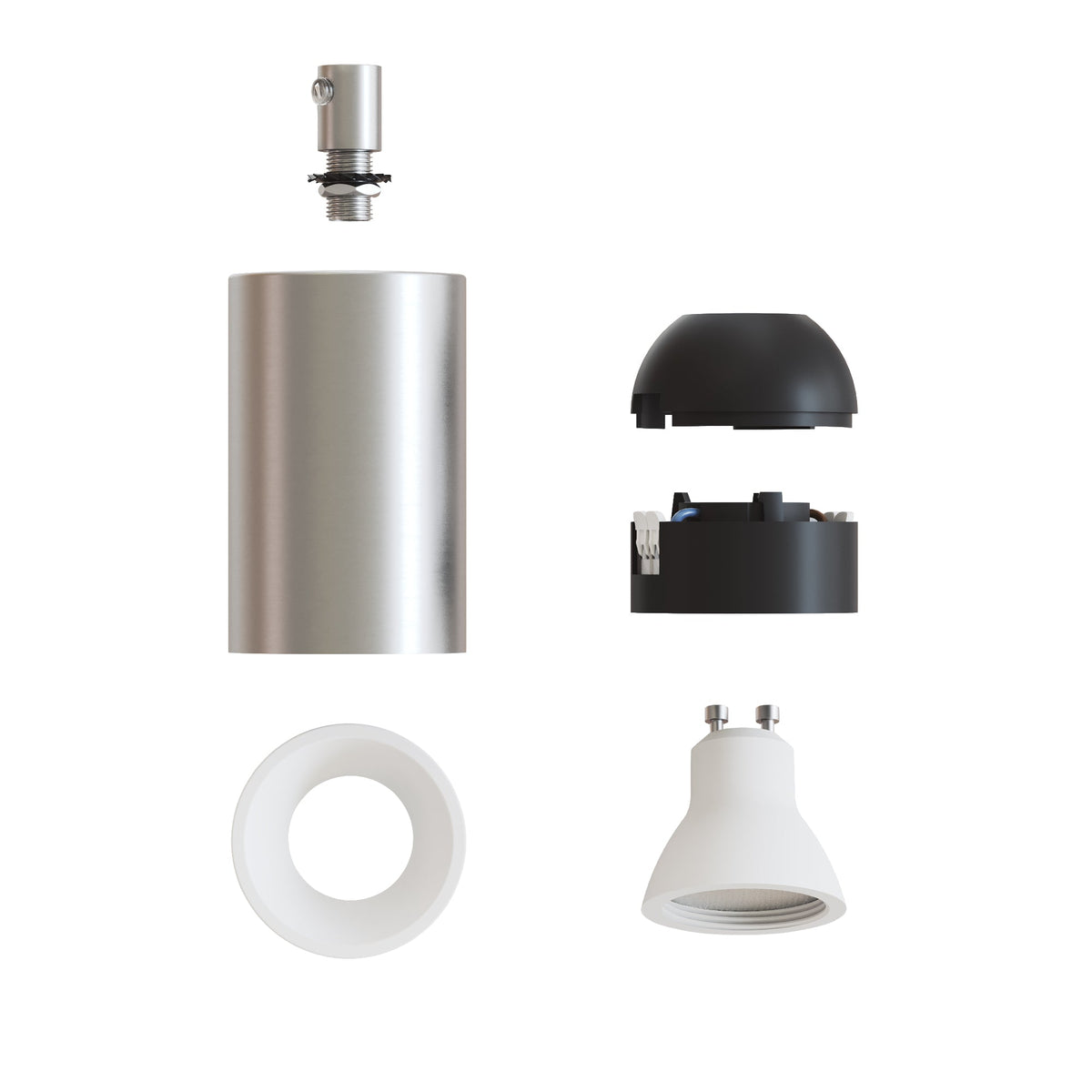 Faretto GU10 Spotlight LED Bispot - Titanio satinato / Bianco opaco