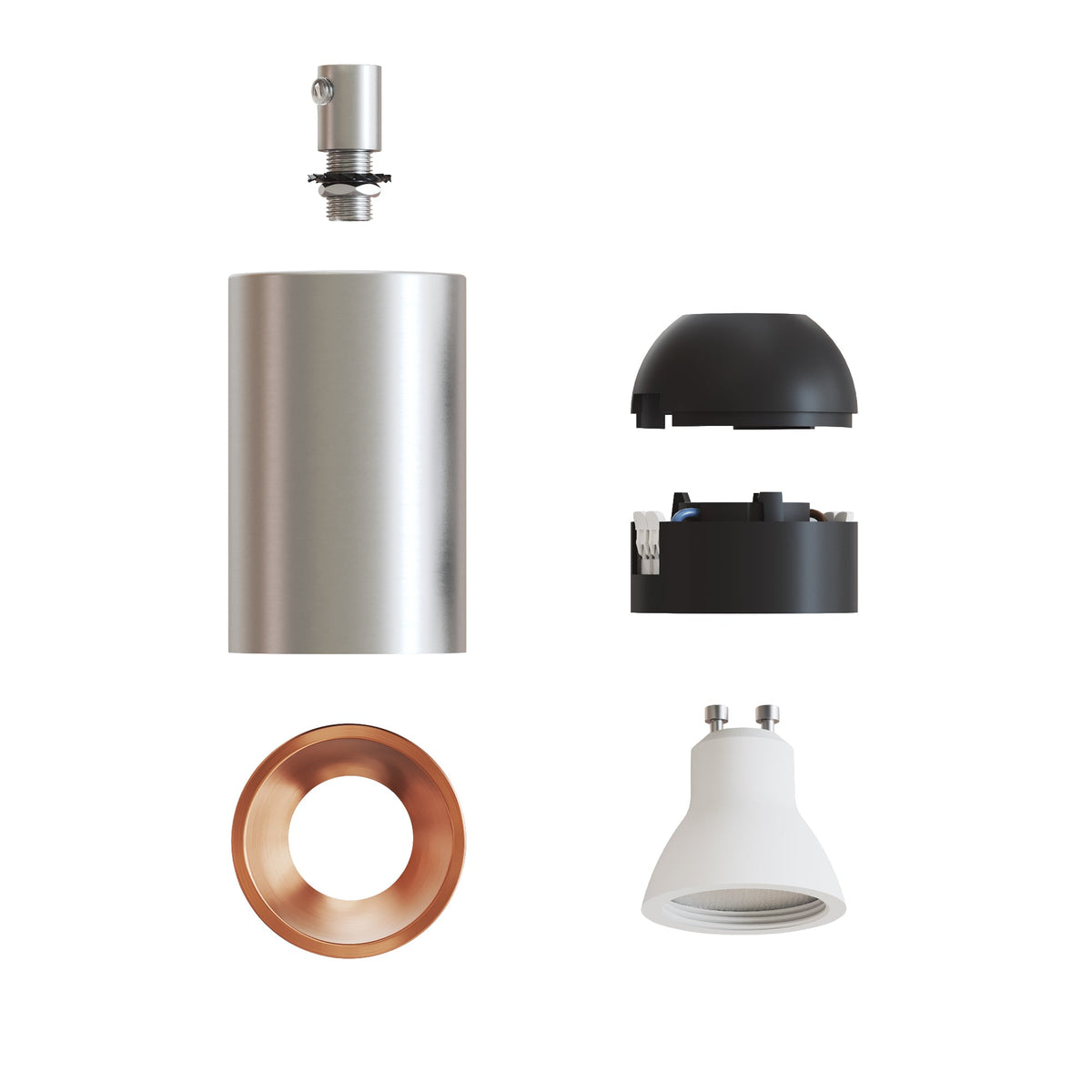 Faretto GU10 Spotlight LED Bispot - Titanio satinato / Rame satinato