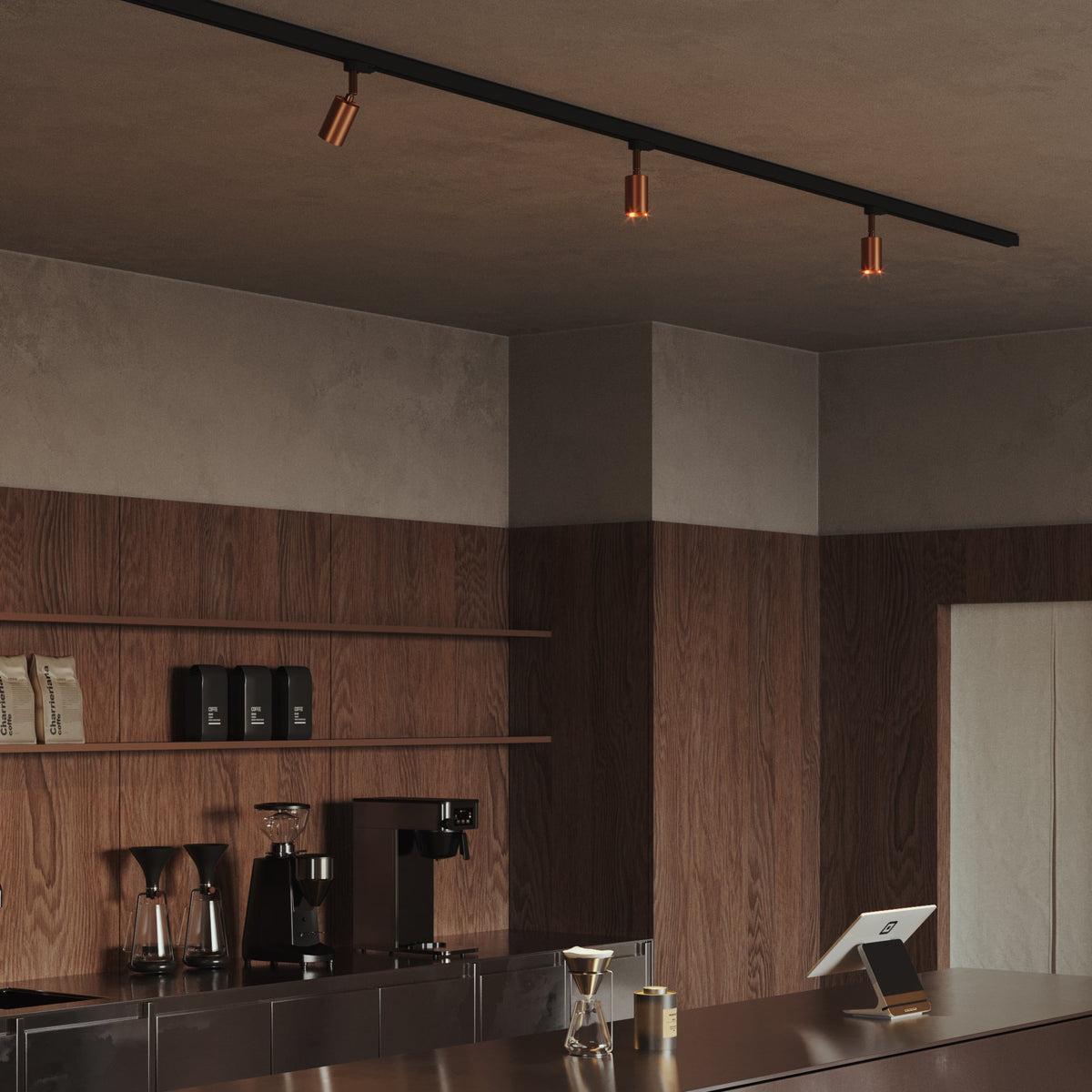 Faretto orientabile Bispot per sistema a binario - Rame satinato Si Powergear