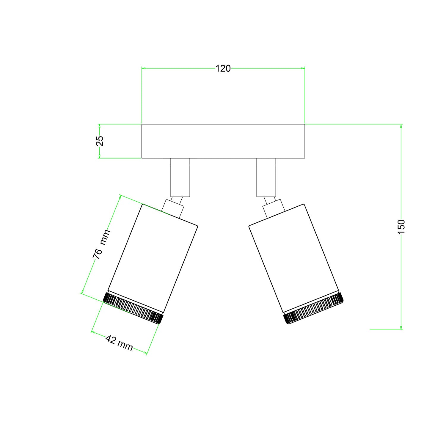 Fermaluce con 2 faretti orientabili Mini Spotlight GU1d0 - Blu carta da zucchero