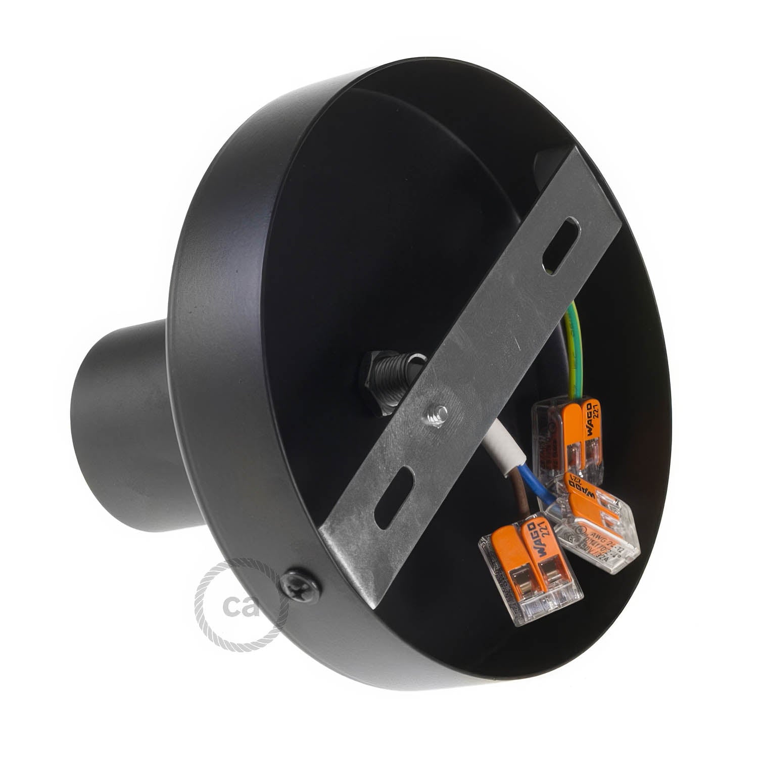 Fermaluce Metal, il punto luce in metallo a parete o soffitto - Nero