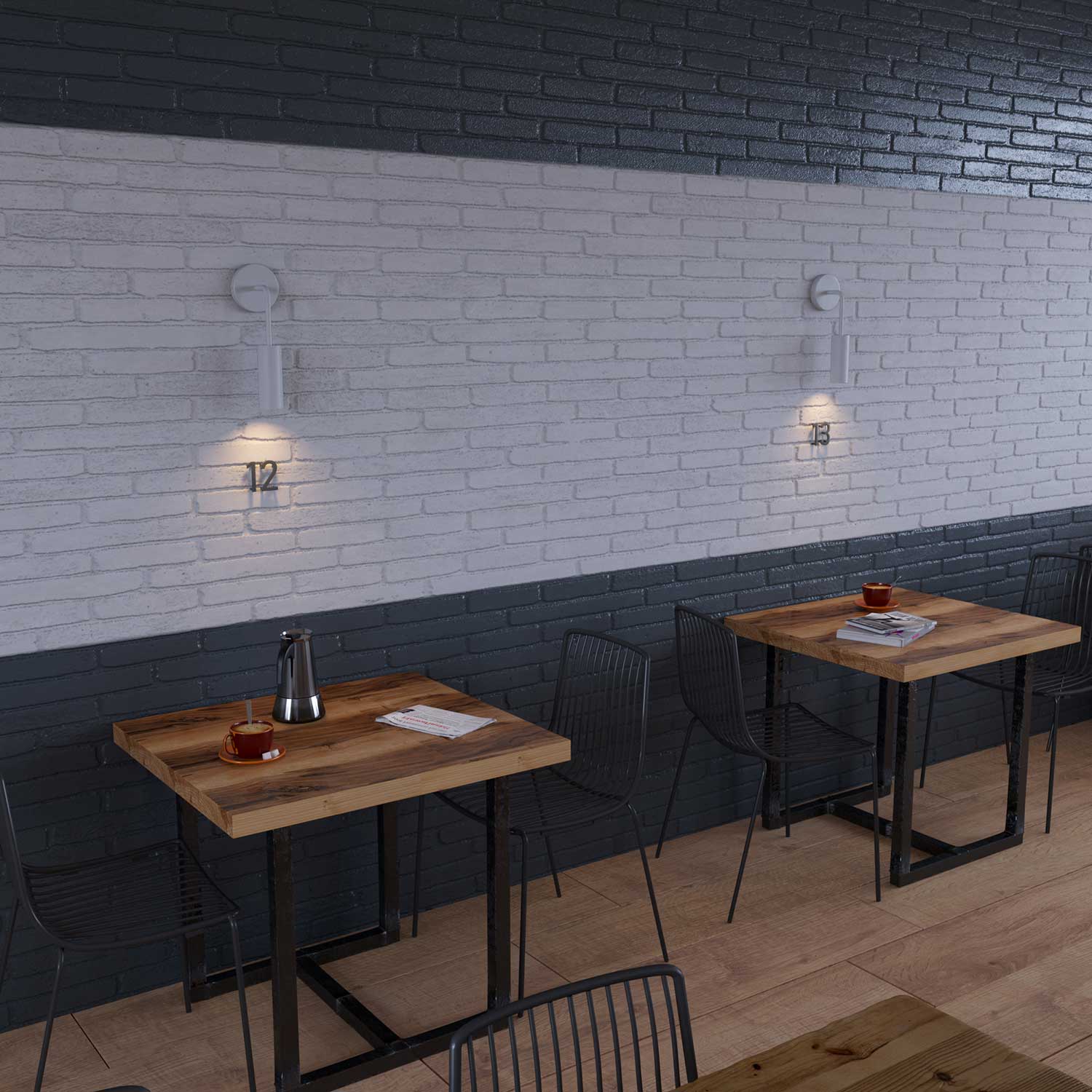 Fermaluce Metal, lampada a muro in metallo con estensione curva e paralume Tub-E14 - Bianco