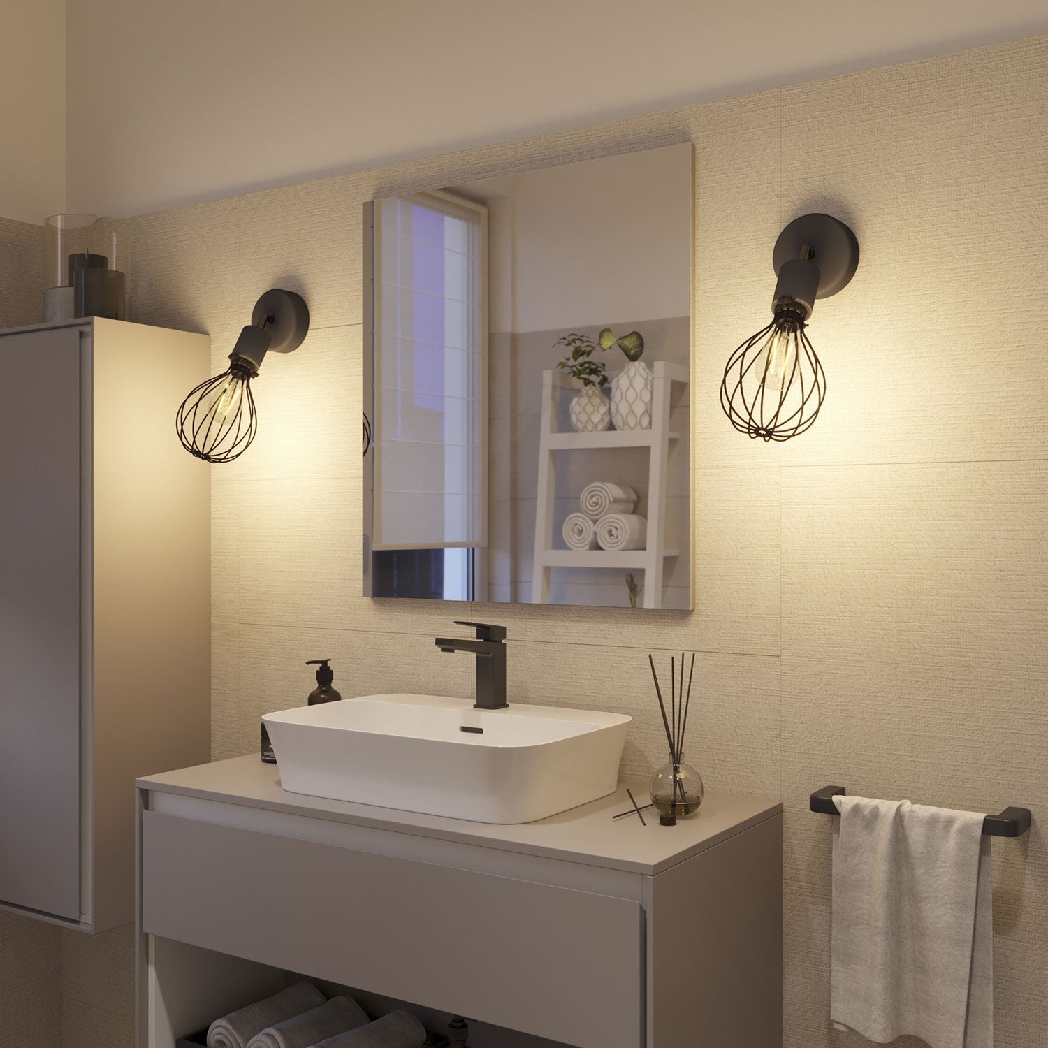 Fermaluce per paralume Modulair ELEGANT con snodo orientabile, rosone e portalampada IP65 waterproof - Nero