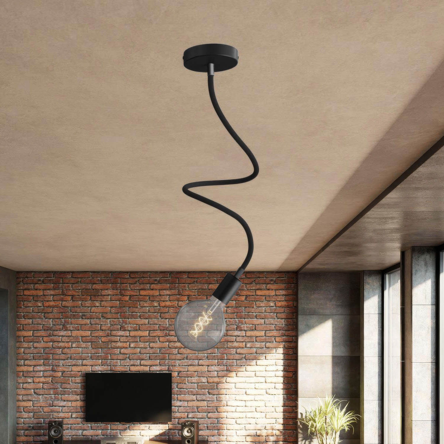 Kit Creative Flex tubo flessibile di estensione rivestito in tessuto RM04 Nero con terminali metallici Nero 90 cm