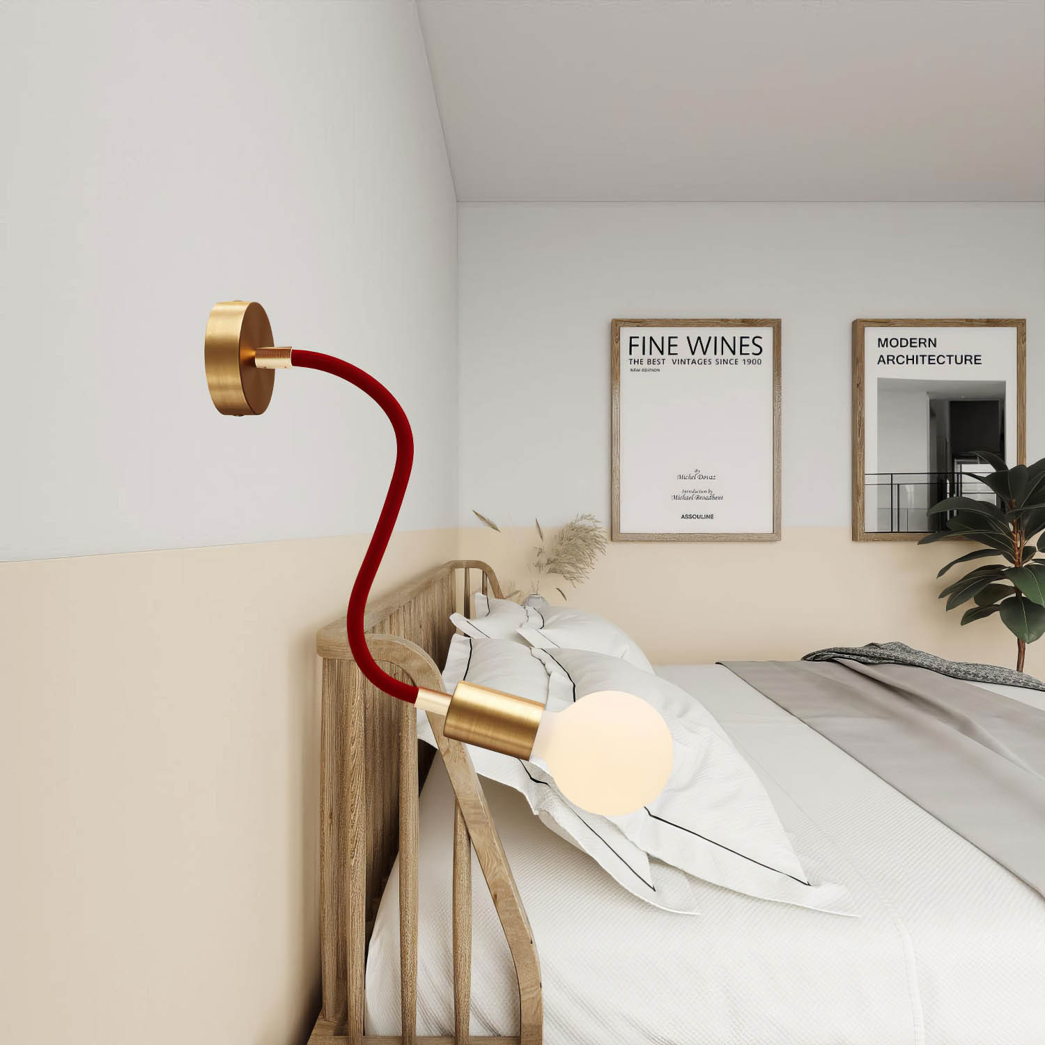 Kit Creative Flex tubo flessibile di estensione rivestito in tessuto RM09 Rosso con terminali metallici Bronzo satinato 30 cm