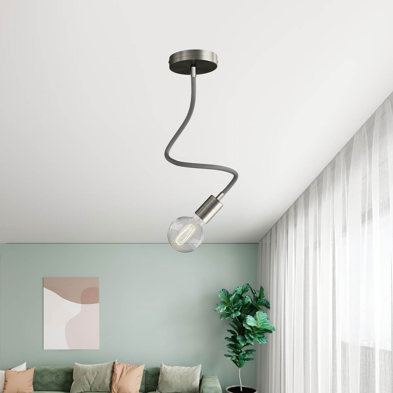 Kit Creative Flex tubo flessibile di estensione rivestito in tessuto RM75 Titanio con terminali metallici Titanio satinato 60 cm