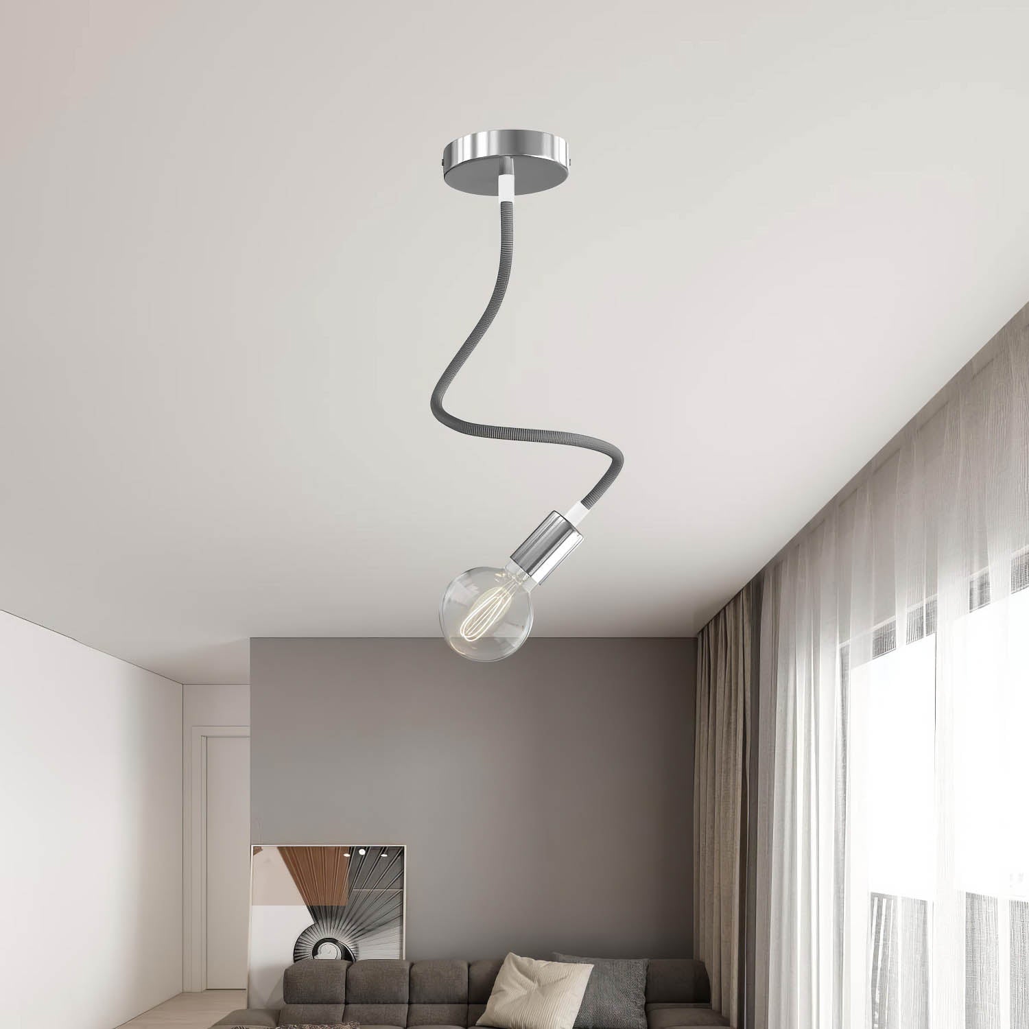 Kit Creative Flex tubo flessibile di estensione rivestito in tessuto RM75 Titanio con terminali metallici Bianco opaco 60 cm