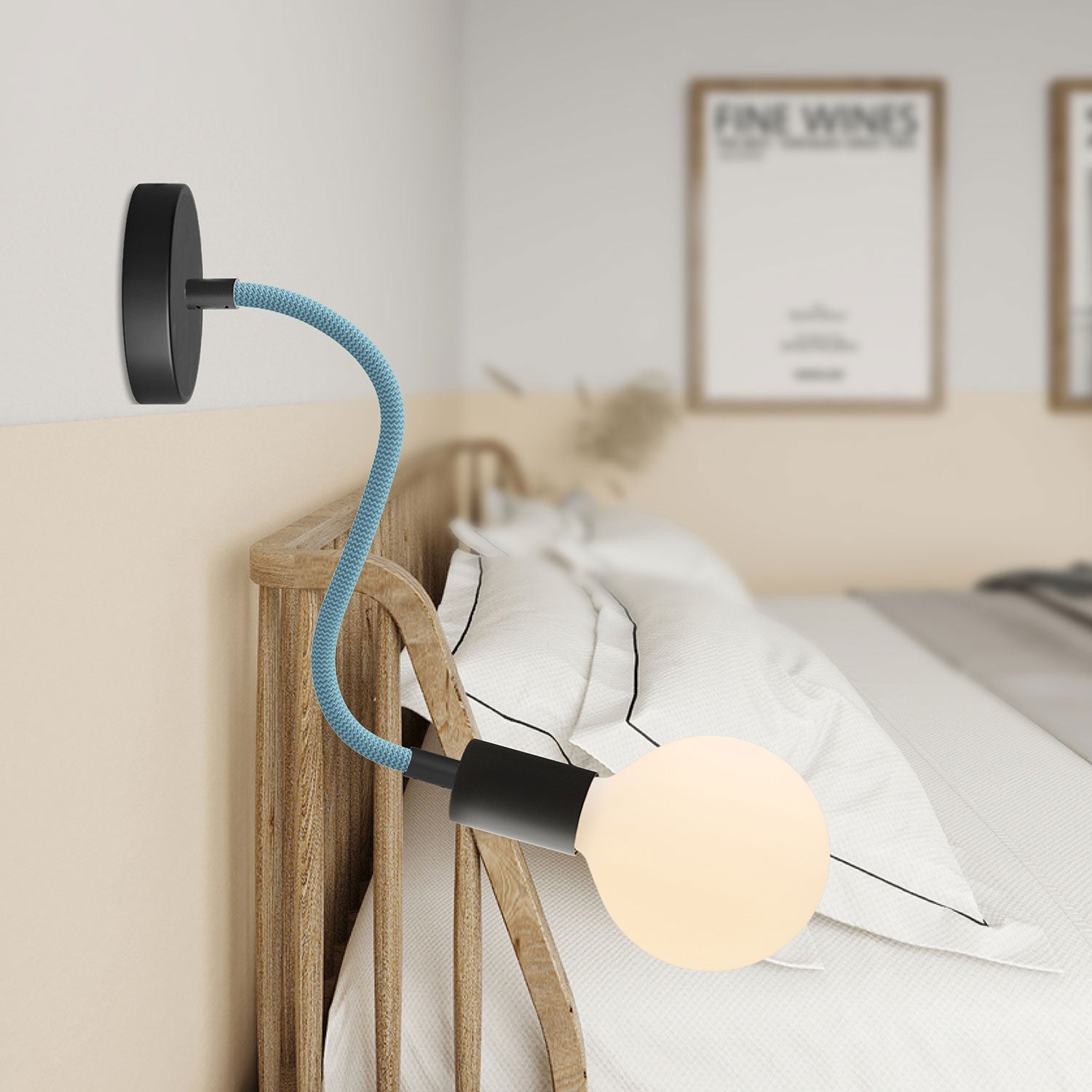 Kit Creative Flex tubo flessibile rivestito in tessuto RM78 Petrolio con terminali metallici Nero 30 cm