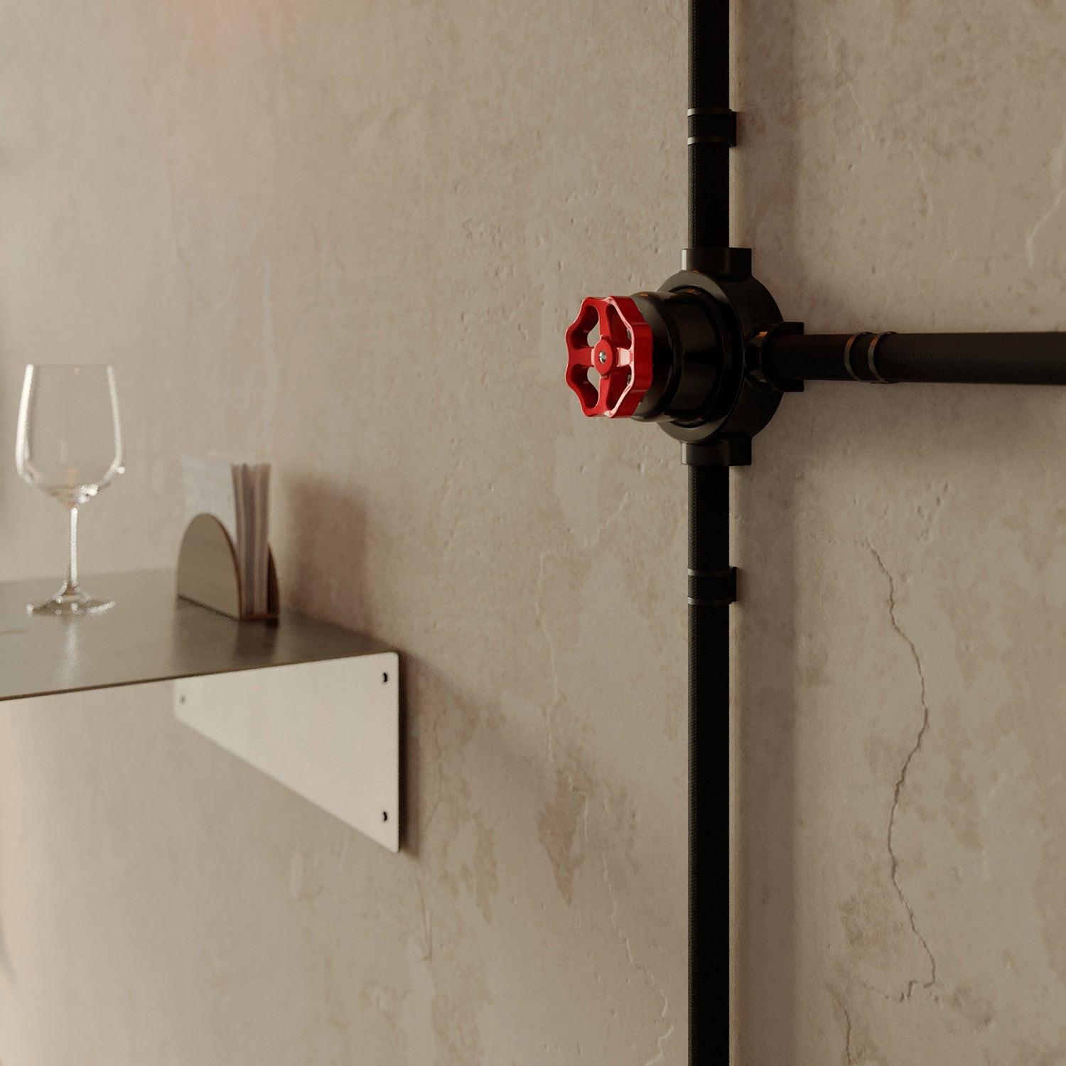 Kit interruttore/deviatore con manopola e base per Creative-Tubes in porcellana nera Rosso 3