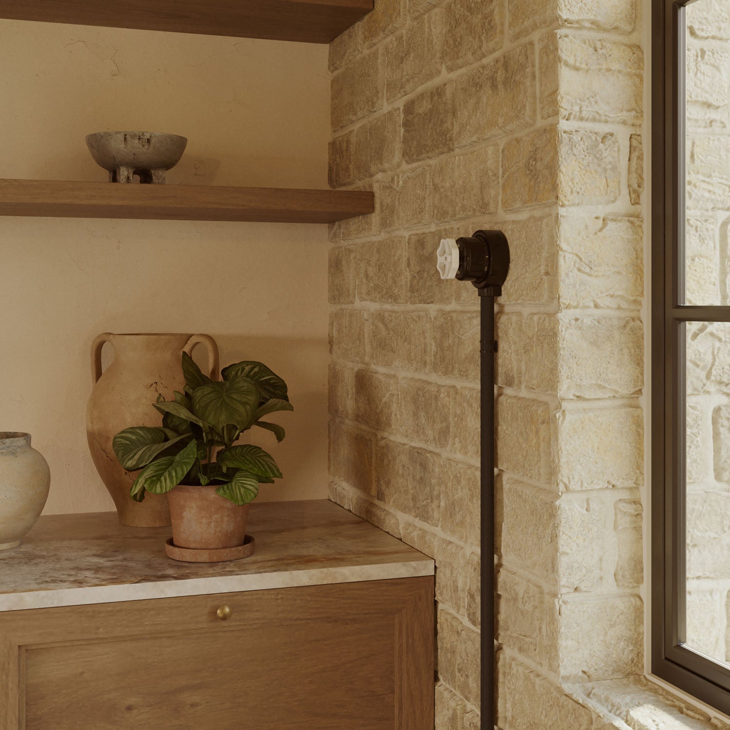 Kit interruttore/deviatore con manopola e base per Creative-Tubes in porcellana nera Bianco 1