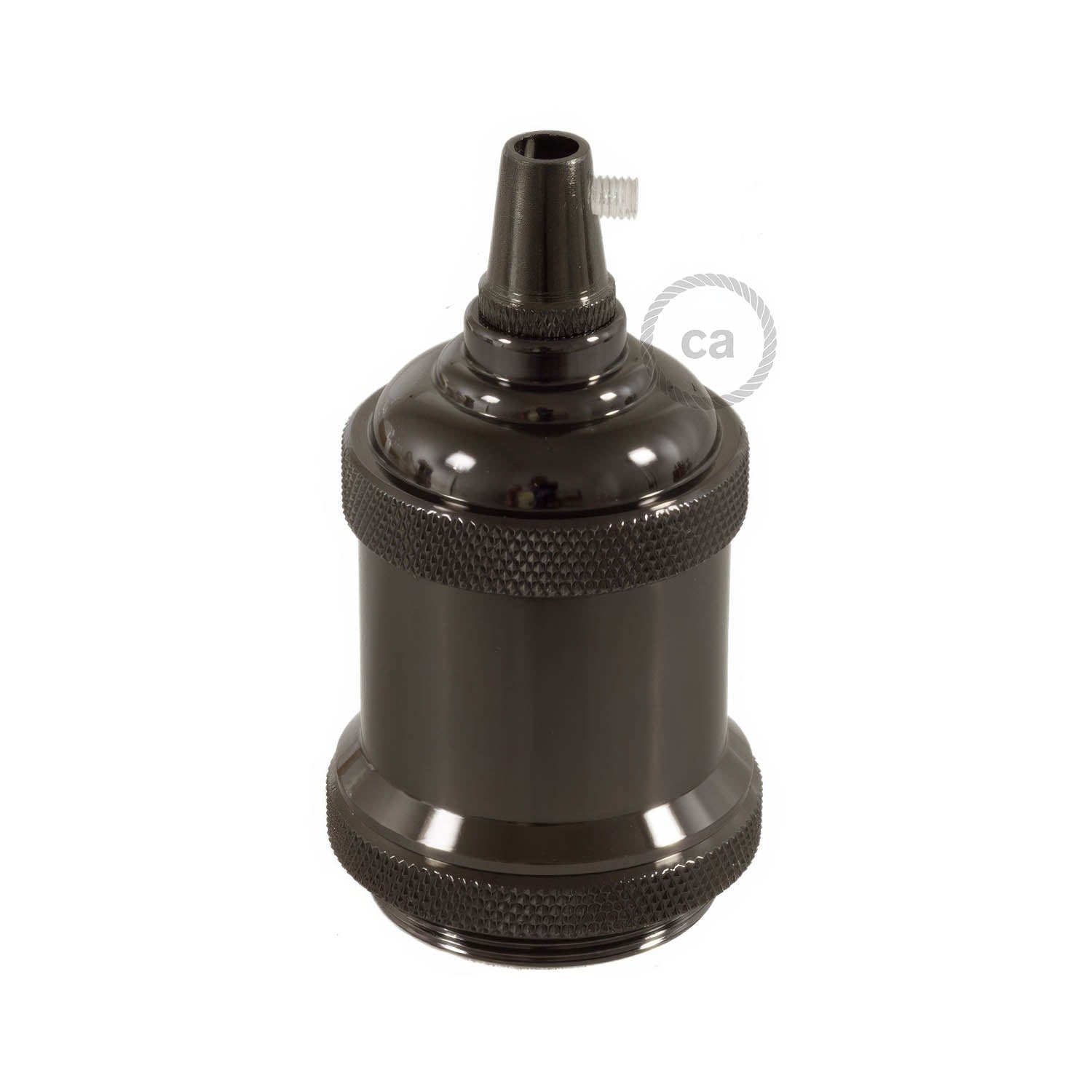 Kit portalampada E27 in alluminio vintage - Nero perla