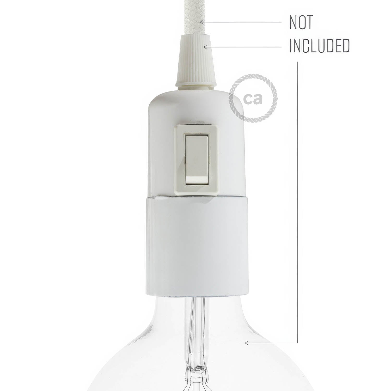 Kit portalampada E27 in bakelite con interruttore - Bianco