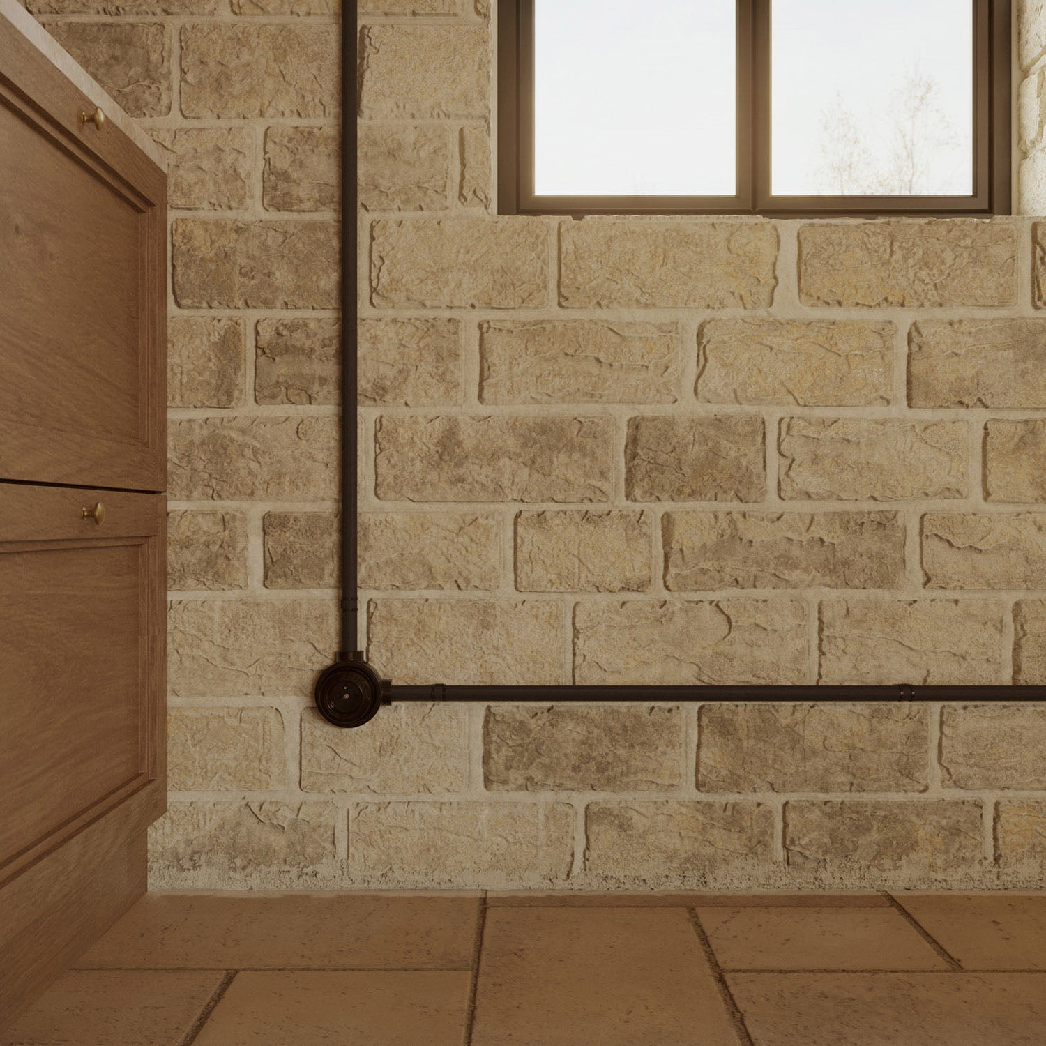 Kit presa a muro di tipo francese e base per Creative-Tubes in porcellana - Nero 2