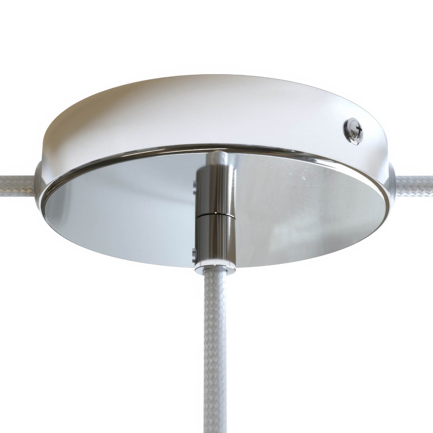 Kit rosone cilindrico in metallo a 1 foro centrale e 2 fori laterali - Cromo Cilindrico