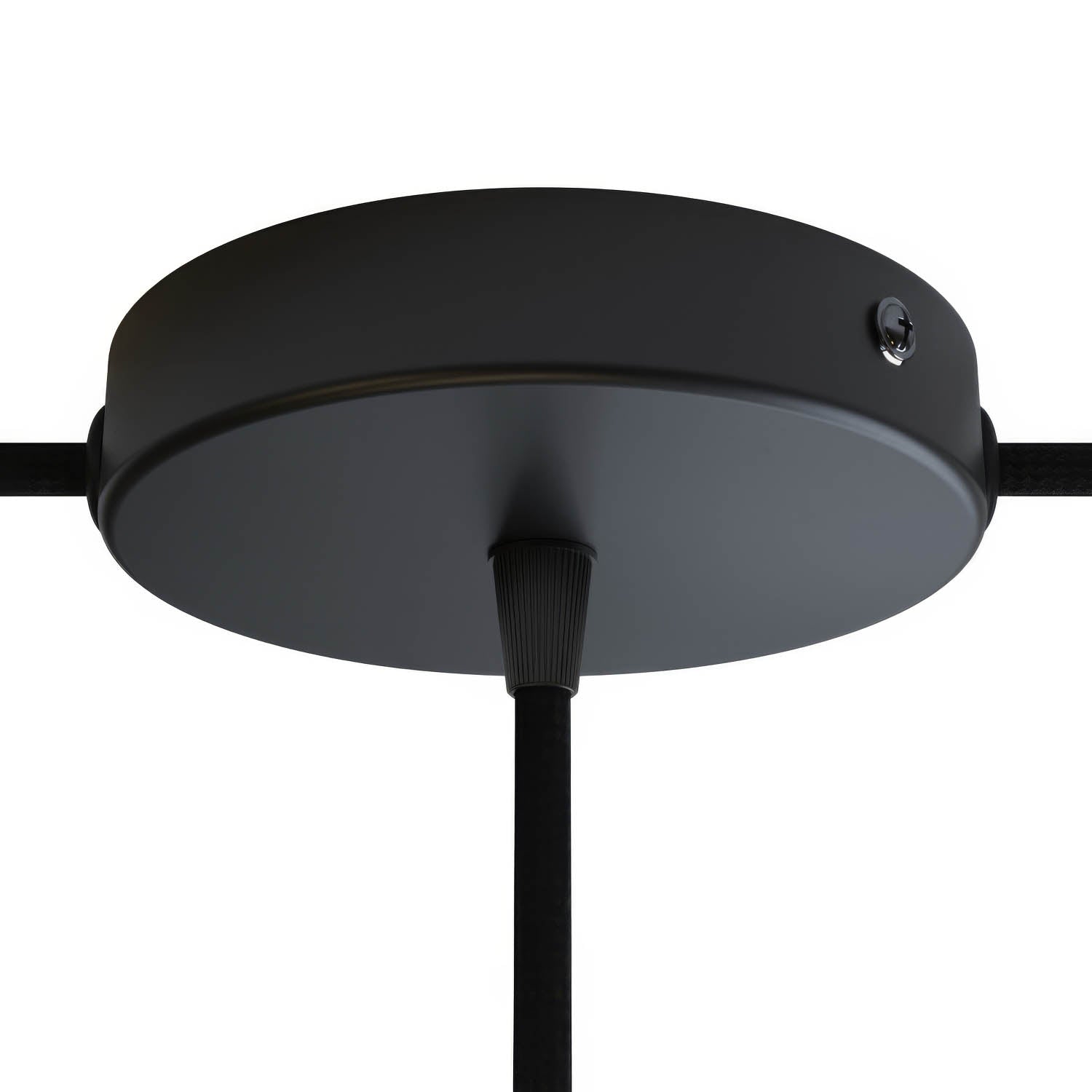 Kit rosone cilindrico in metallo a 1 foro centrale e 2 fori laterali - Nero Conico