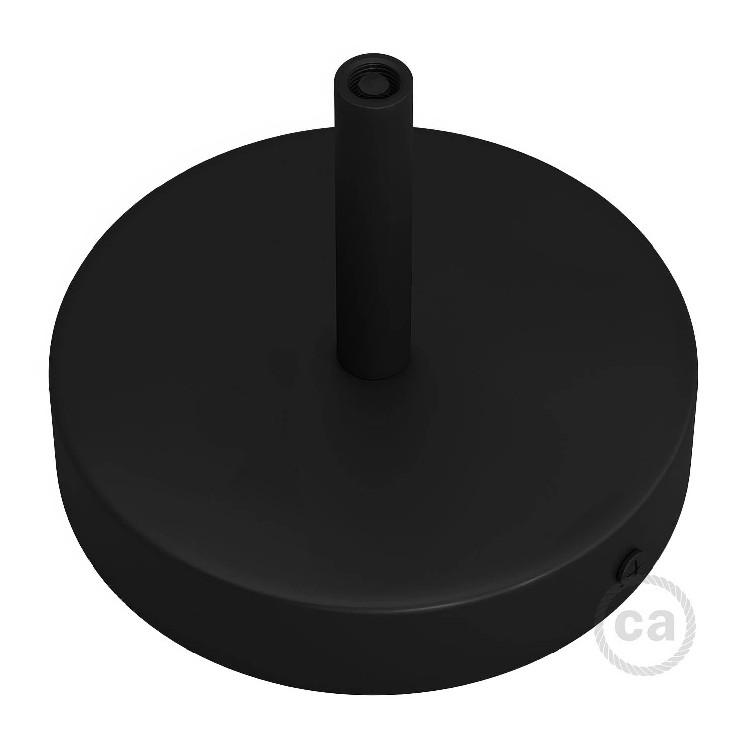 Kit rosone cilindrico in metallo con serracavo da 7 cm - Nero