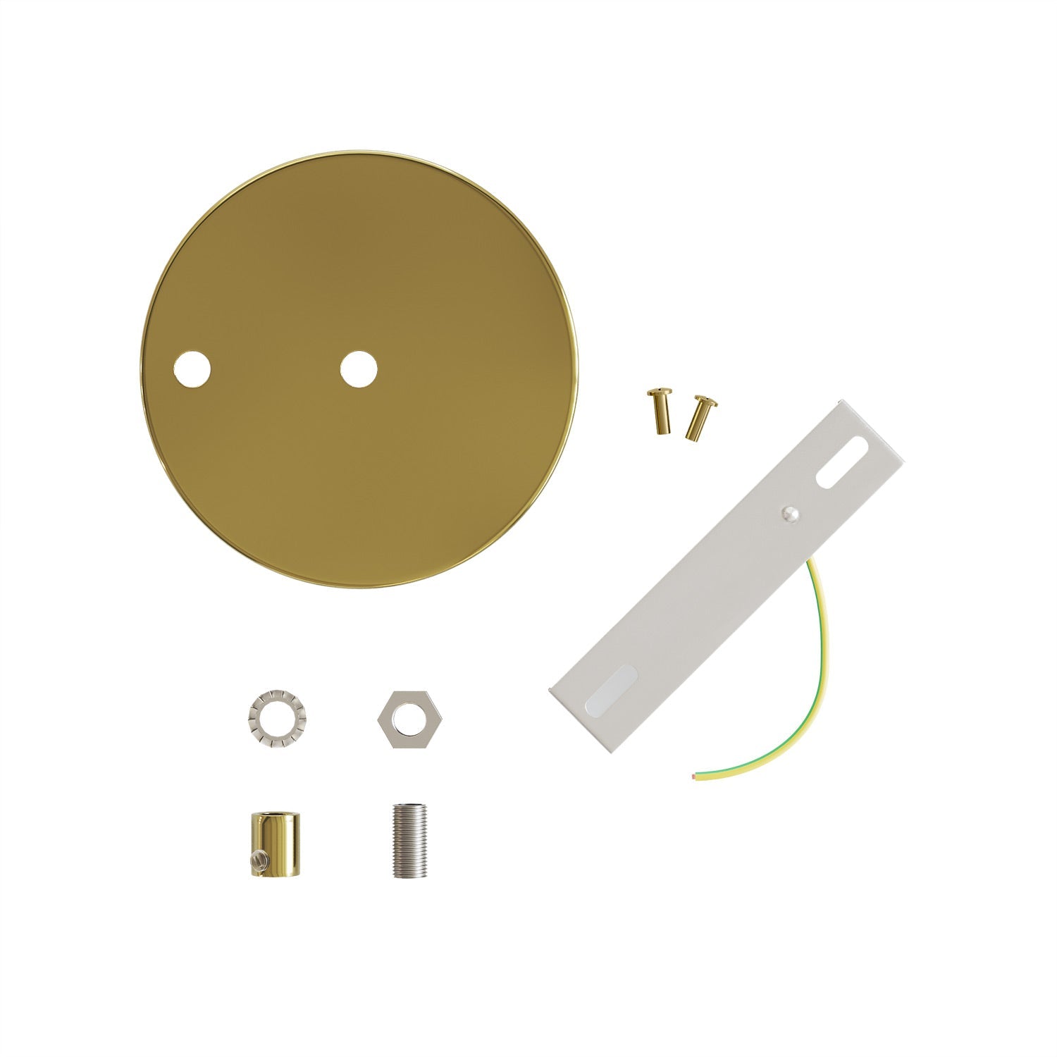 Kit rosone cilindrico in metallo Ø 120 mm a 2 fori centrali e decentrati - Ottone