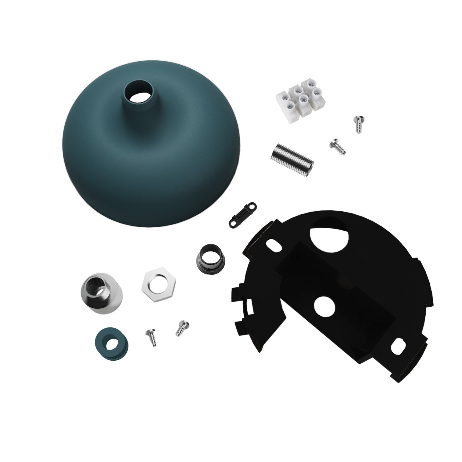 Kit rosone in silicone con foro centrale e predisposizione per foro laterale - Petrolio