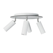 Lampada a 4 faretti con paralume Tub-E14 e Rose-One XXL rotondo - Bianco opaco