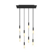 Lampada a sospensione a 8 cadute con XXL Rose-One rettangolare 675 mm con finiture in metallo - Nero opaco