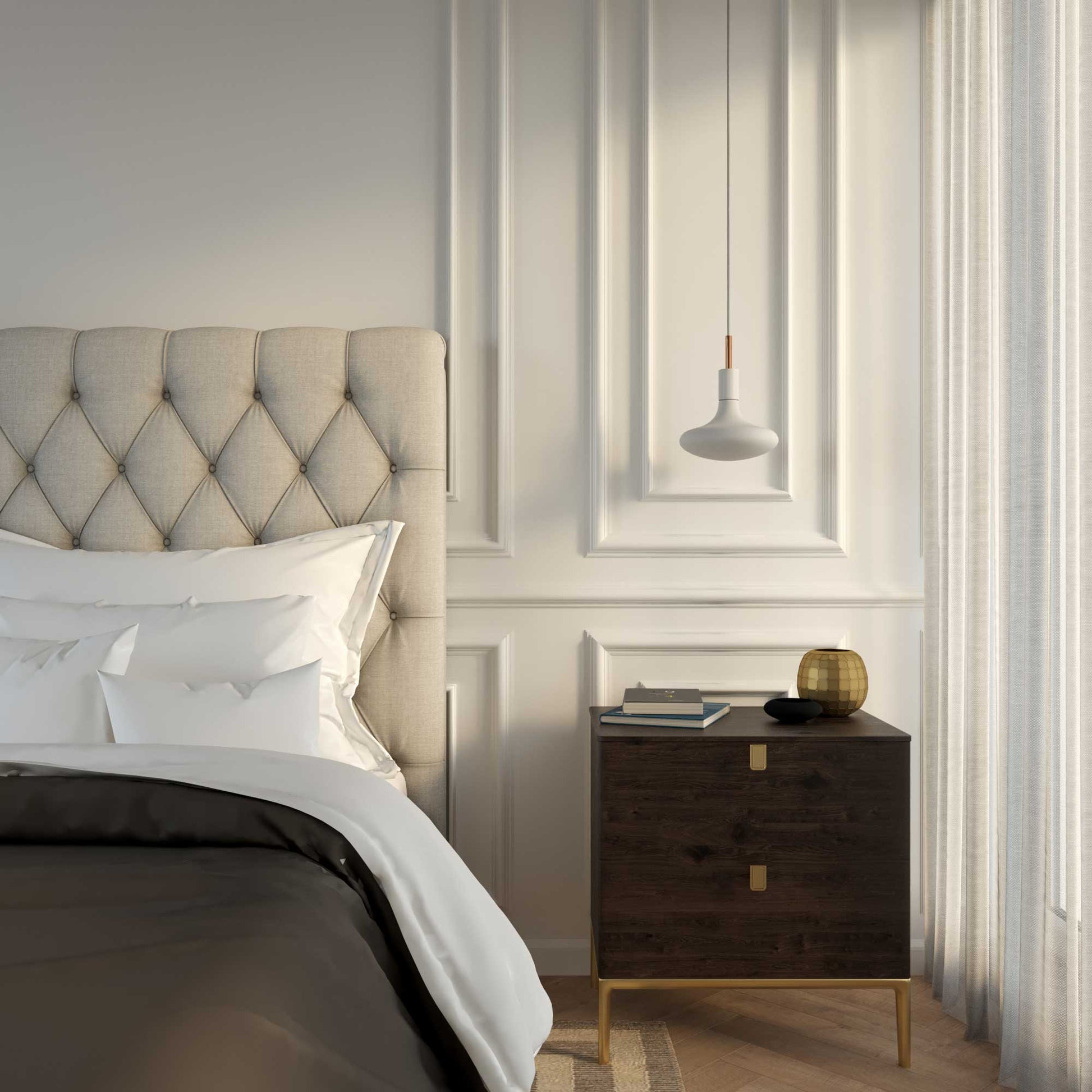 Lampada a sospensione completa di cavo tessile, finiture in metallo e serracavo da 7cm - Bianco