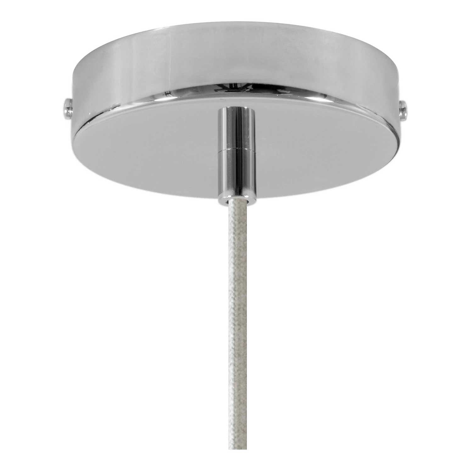 Lampada a sospensione completa di cavo tessile, paralume Bistrot e finiture in metallo - Bianco