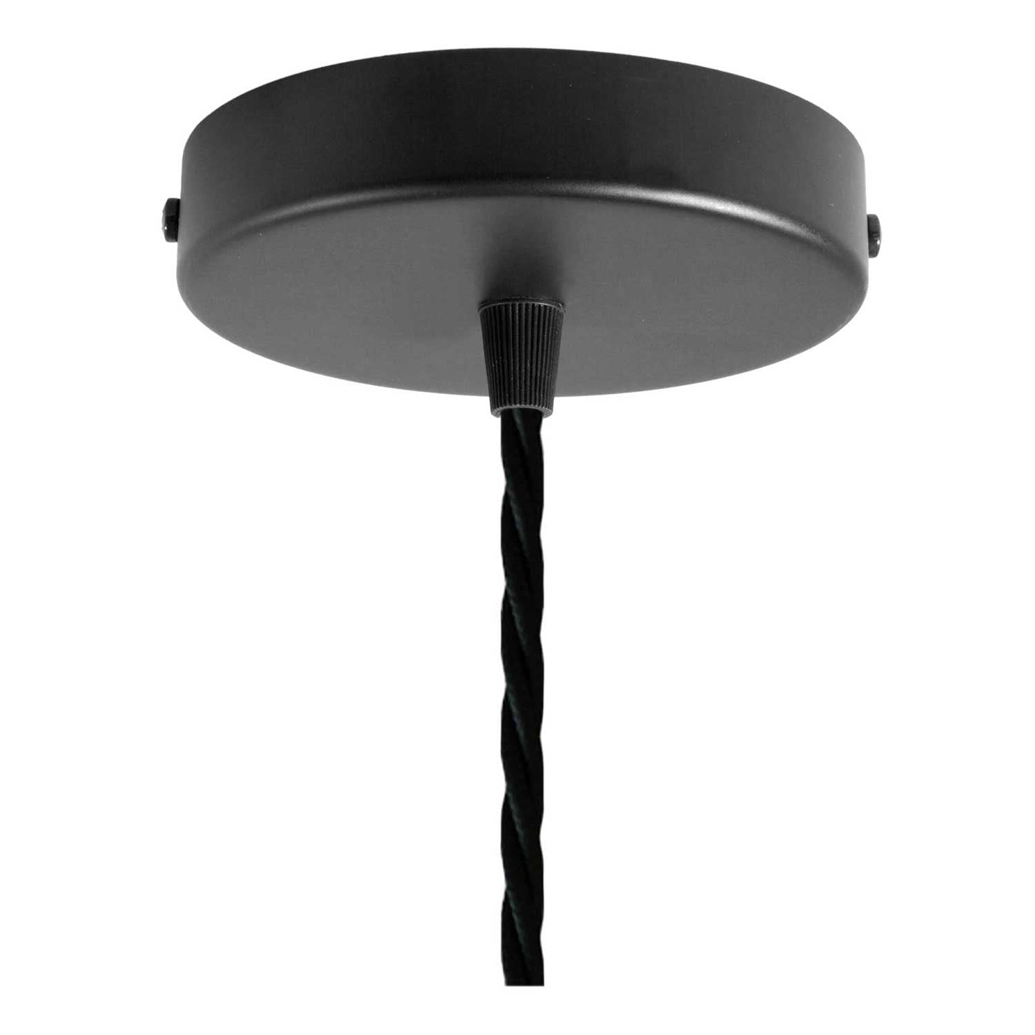 Lampada a sospensione completa di cavo tessile, paralume gabbia Diamond e finiture in metallo - Nero