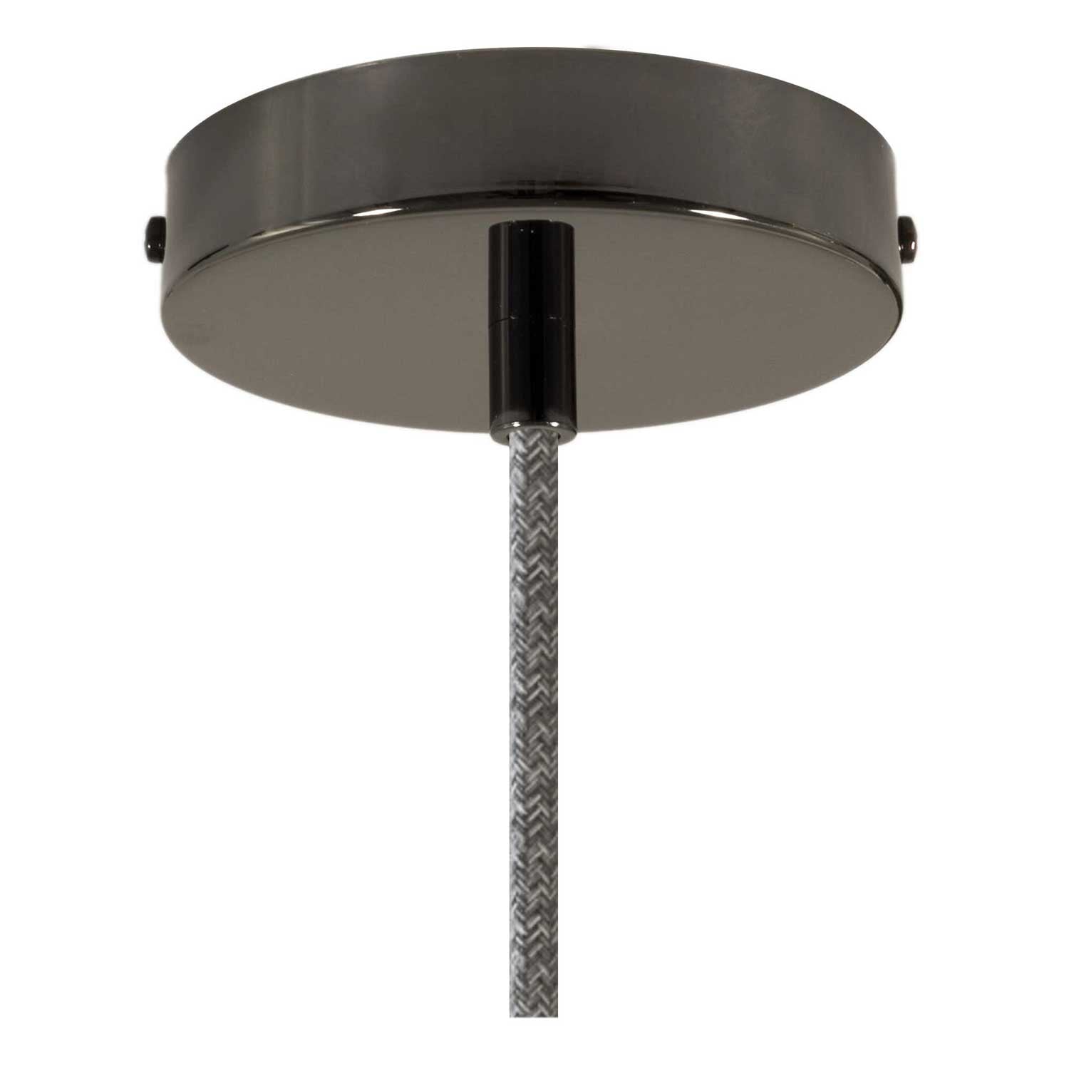 Lampada a sospensione completa di cavo tessile, paralume in ceramica Piatto e finiture in metallo - Effetto cemento