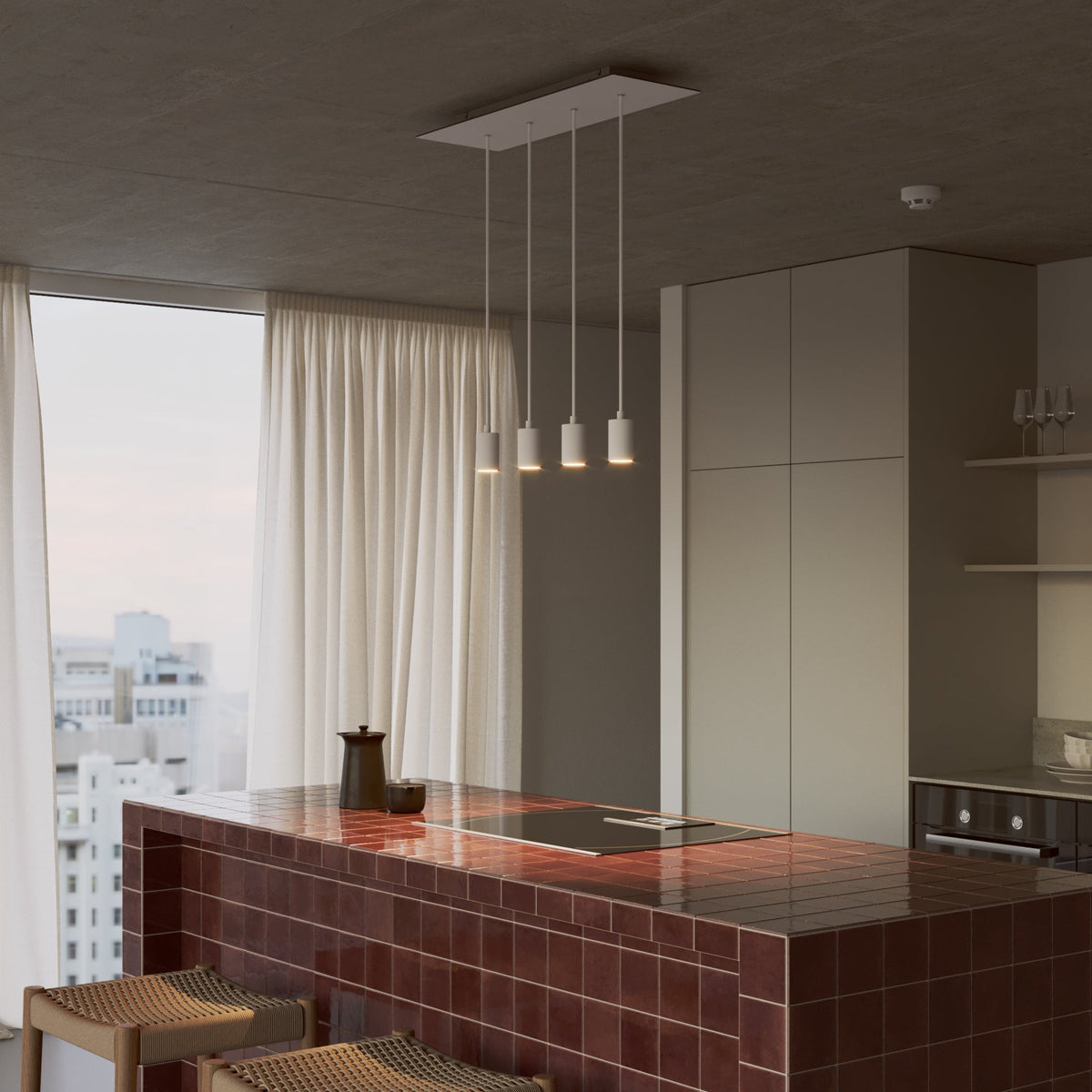 Lampada a sospensione con 4 faretti GU10 Bispot - Bianco