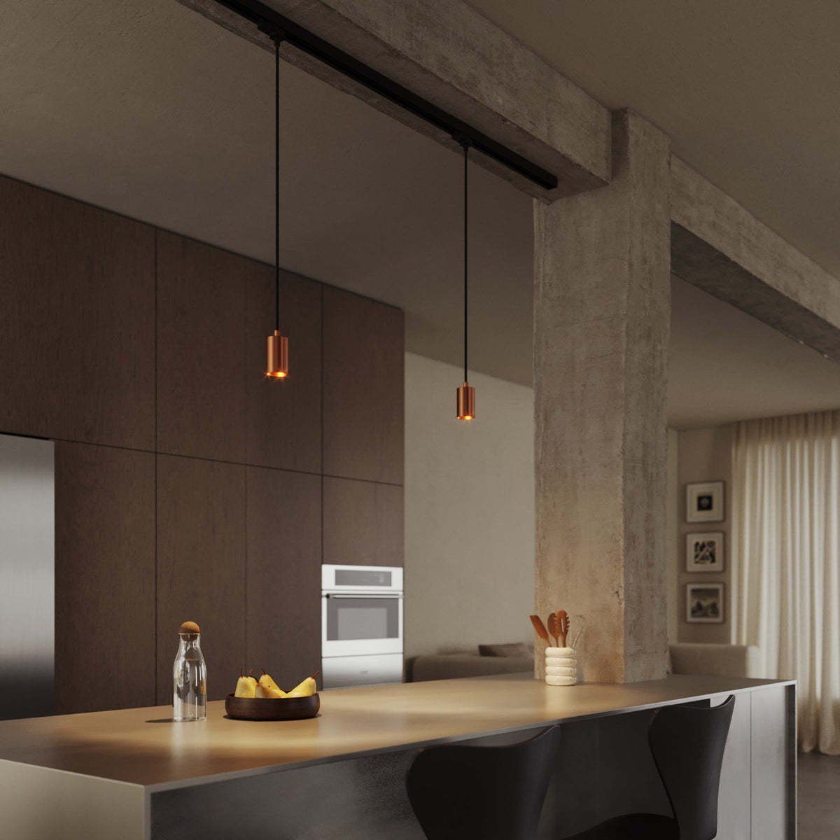 Lampada a sospensione con faretto GU10 Bispot per sistema a binario - Rame satinato Si Eutrac