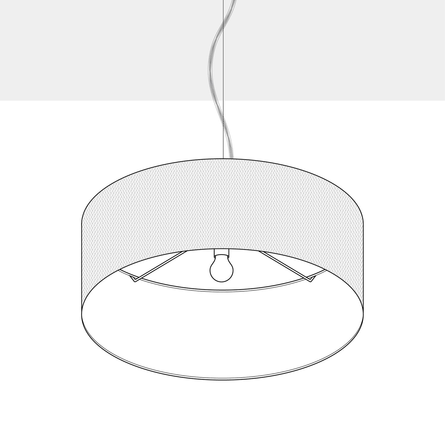 Lampada a sospensione con paralume in tessuto Cilindro Large - Made in Italy - Camelot Grigio No