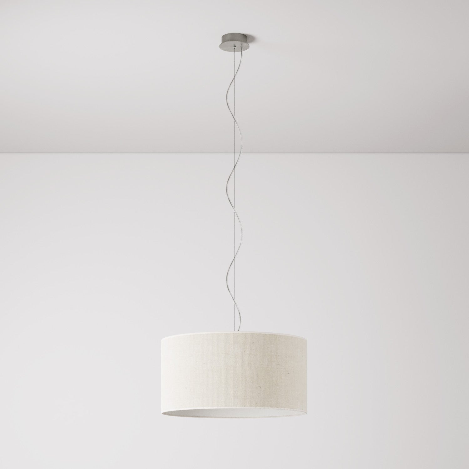 Lampada a sospensione con paralume in tessuto Cilindro Medium Juta chiara - Made in Italy No