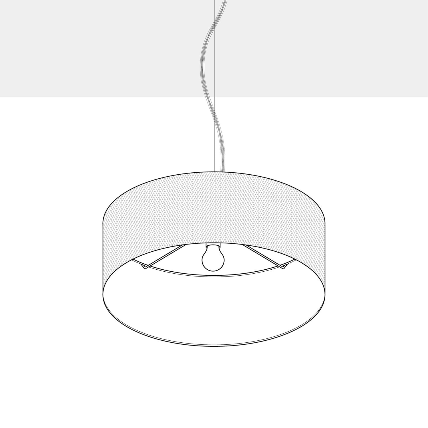 Lampada a sospensione con paralume in tessuto Cilindro Medium - Made in Italy - Lana Aragosta No
