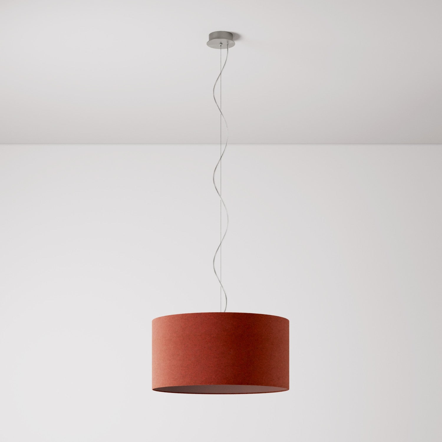 Lampada a sospensione con paralume in tessuto Cilindro Medium - Made in Italy - Lana Aragosta No
