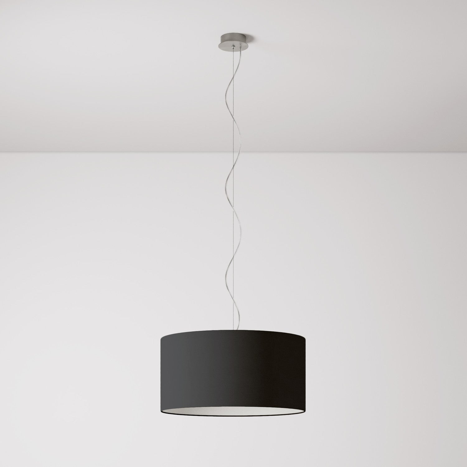 Lampada a sospensione con paralume in tessuto Cilindro Medium - Made in Italy - Teletta Antracite No