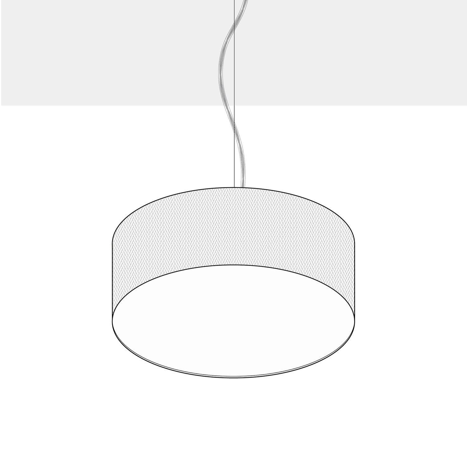 Lampada a sospensione con paralume in tessuto Cilindro Medium - Made in Italy - Teletta Grigio Scuro Si