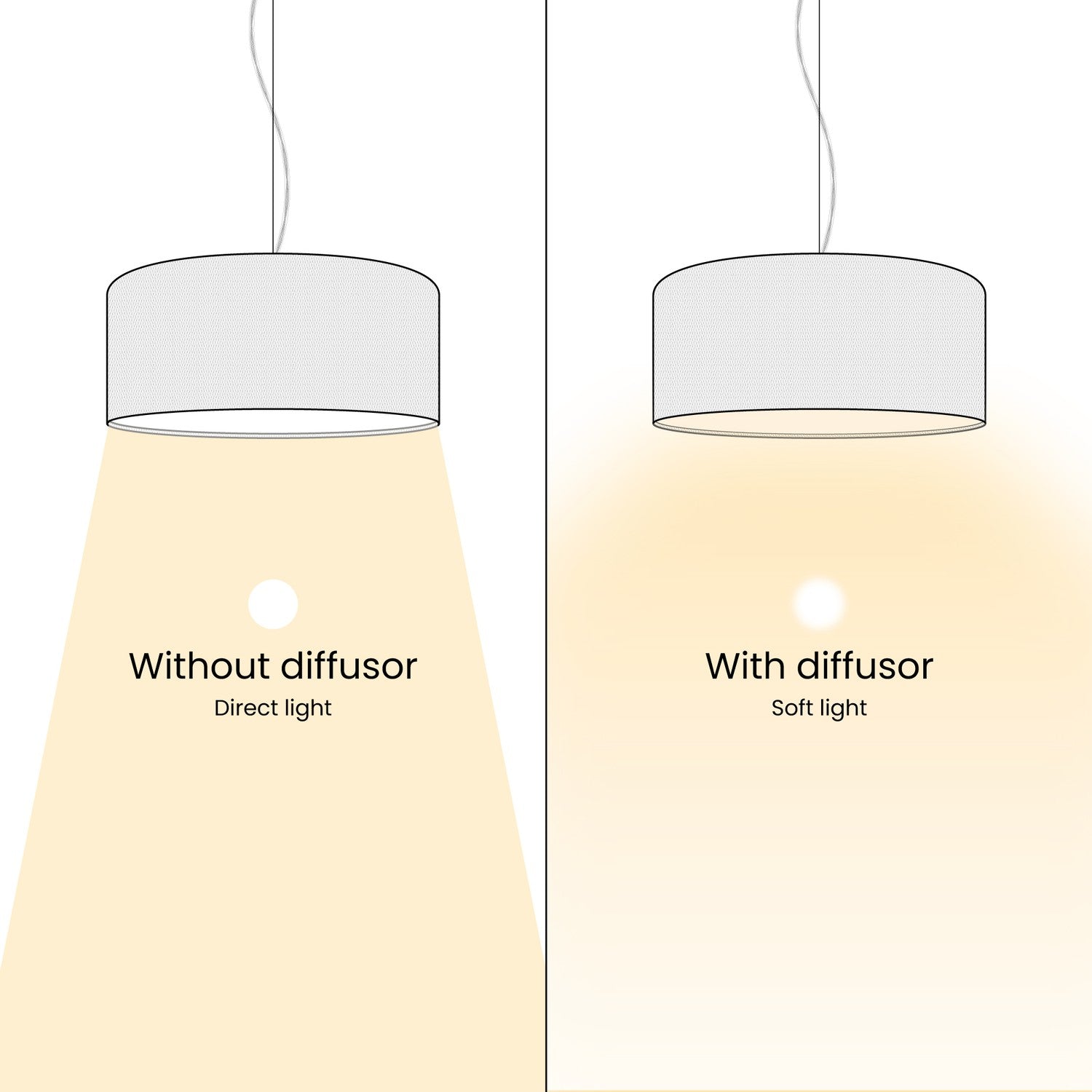 Lampada a sospensione con paralume in tessuto Cilindro Medium Teletta azzurro severo - Made in Italy Si