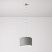 Lampada a sospensione con paralume in tessuto Cilindro Small Camelot grigio chiaro - Made in Italy No
