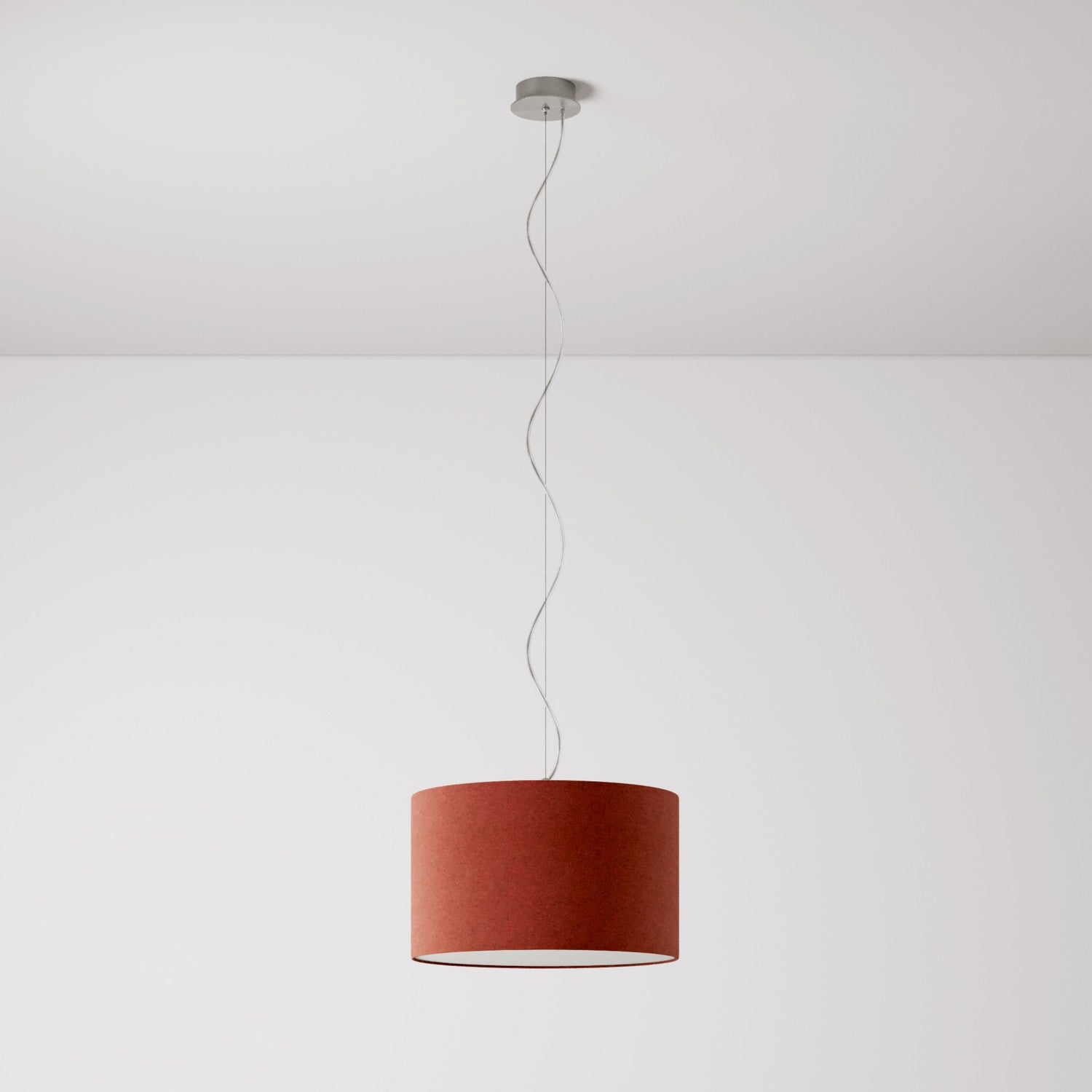 Lampada a sospensione con paralume in tessuto Cilindro Small - Made in Italy - Lana Aragosta Si