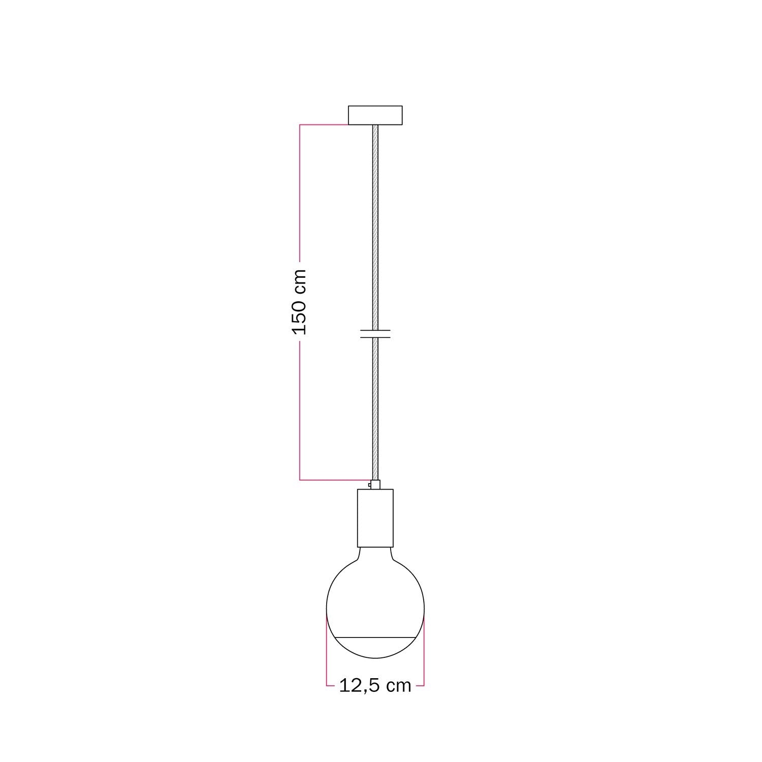 Lampada a sospensione Filotto Metallico con lampadina Lucia - Rosso