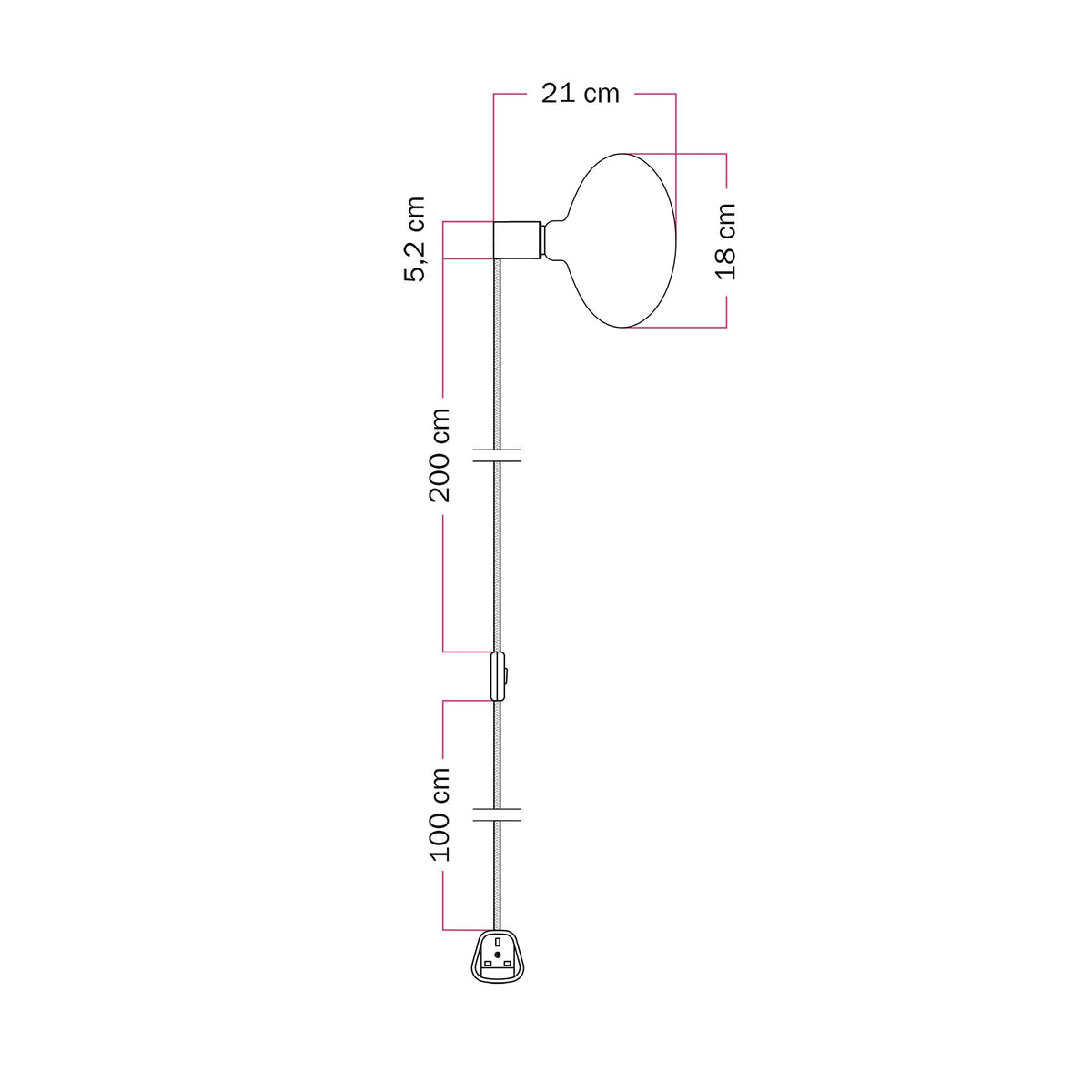 Lampada con spina UK con finitura metallica e lampadina LED Ellipse effetto porcellana - Rame satinato